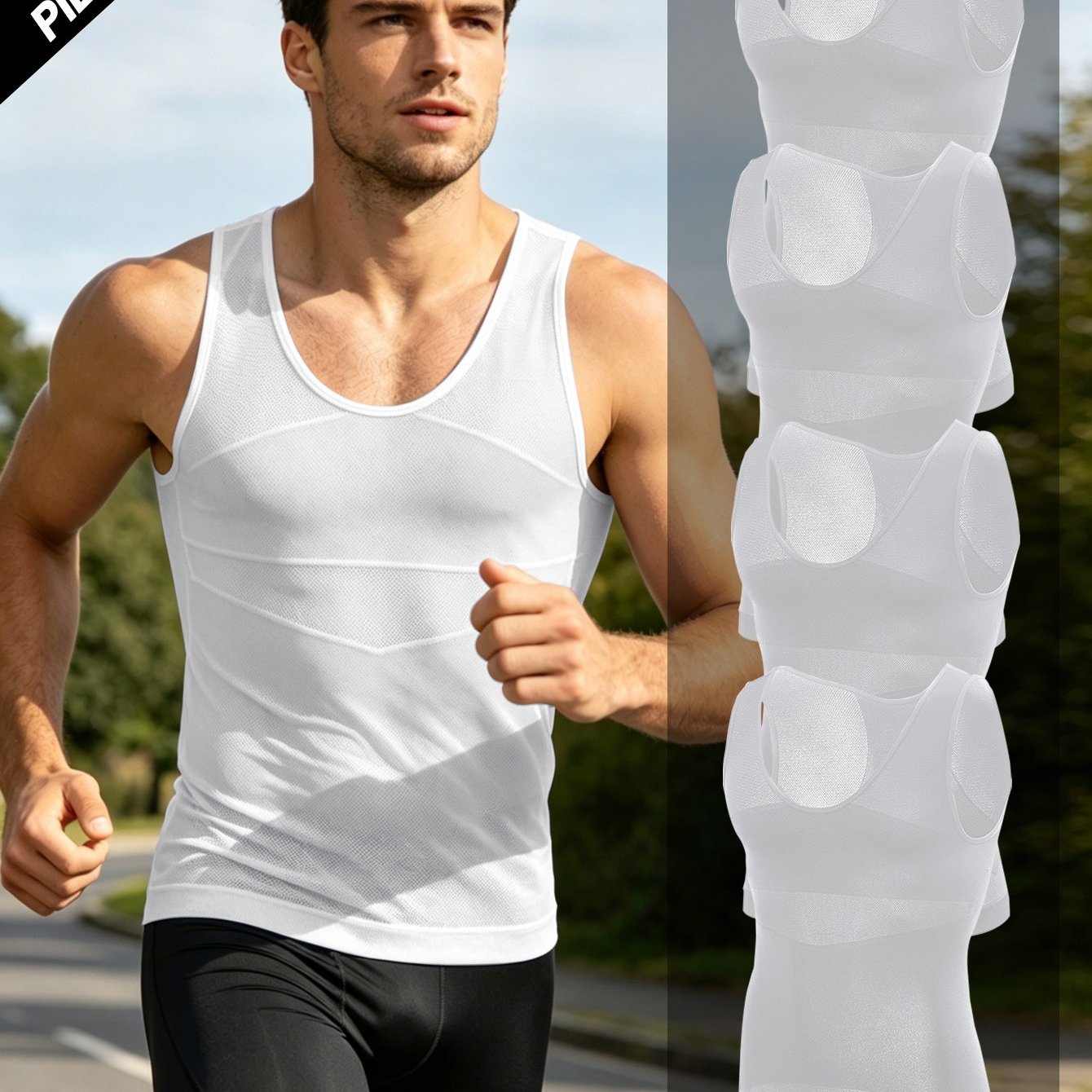 4pcs Men's Compression Shaping Vests | Shaper, Suitable For , For , Sports, Breathable Sleeveless Design, Versatile For Daily Wear And Workouts, Athletic Shaping Garment, Stylish And Dynamic
