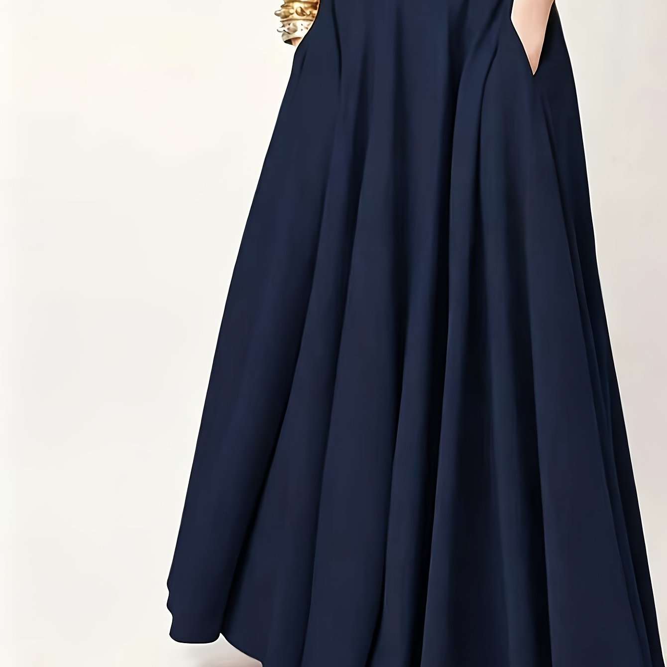 TEMU Plus Size, Women's Plus Size High-waist A-line Skirt With Pockets - Solid Color Suitable For , Machine Washable Non-stretch Skirt Suitable For