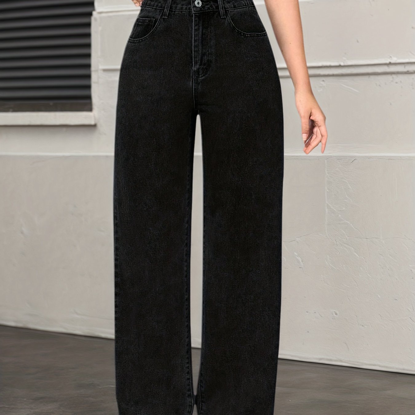 Image of Casual Wide-leg Pants Denim Jeans