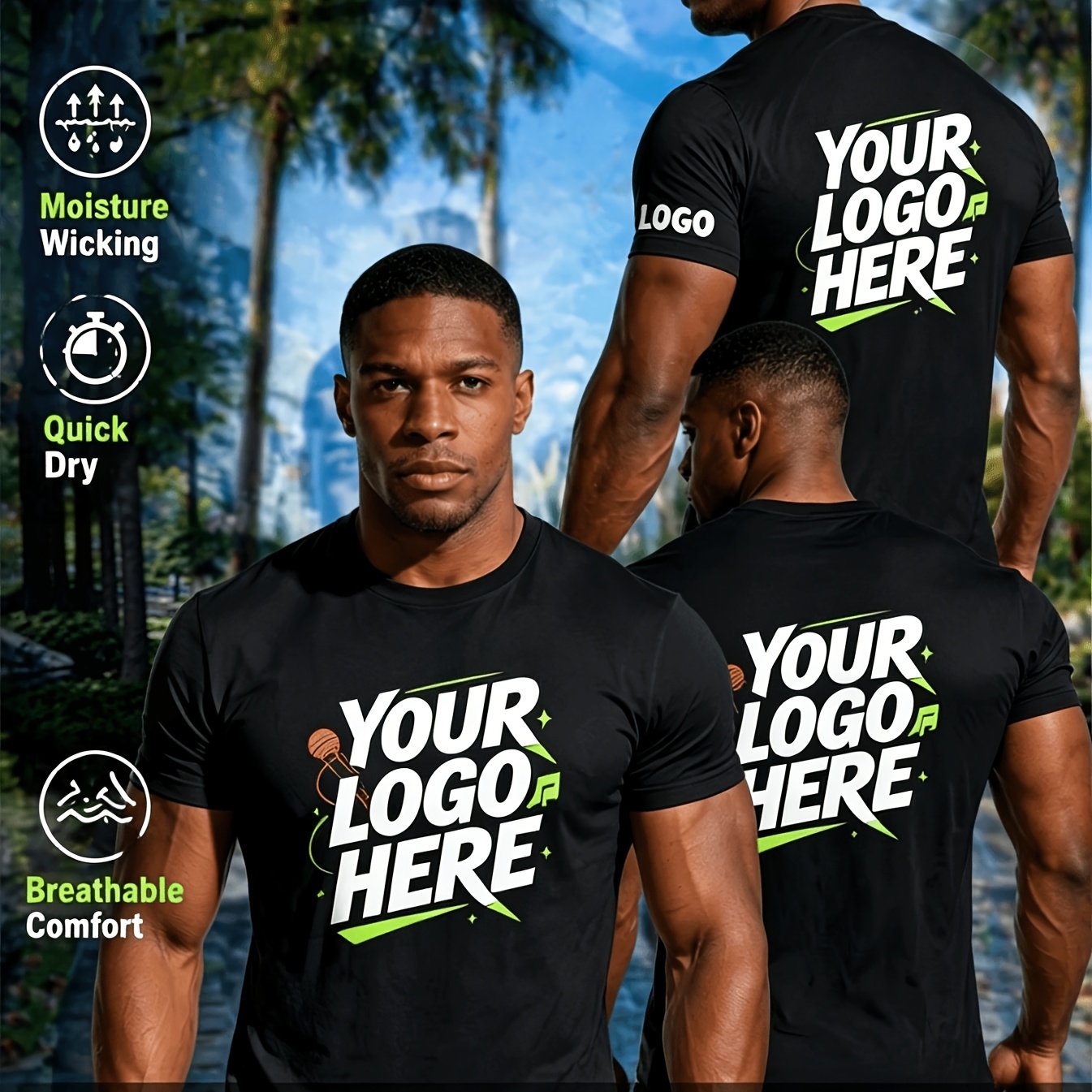 TEMU Customized Personalized Men's T-shirt, Breathable Fitness Short Sleeve, Lightweight Running Training Top - Can Add Photos/text//slogan - Ideal