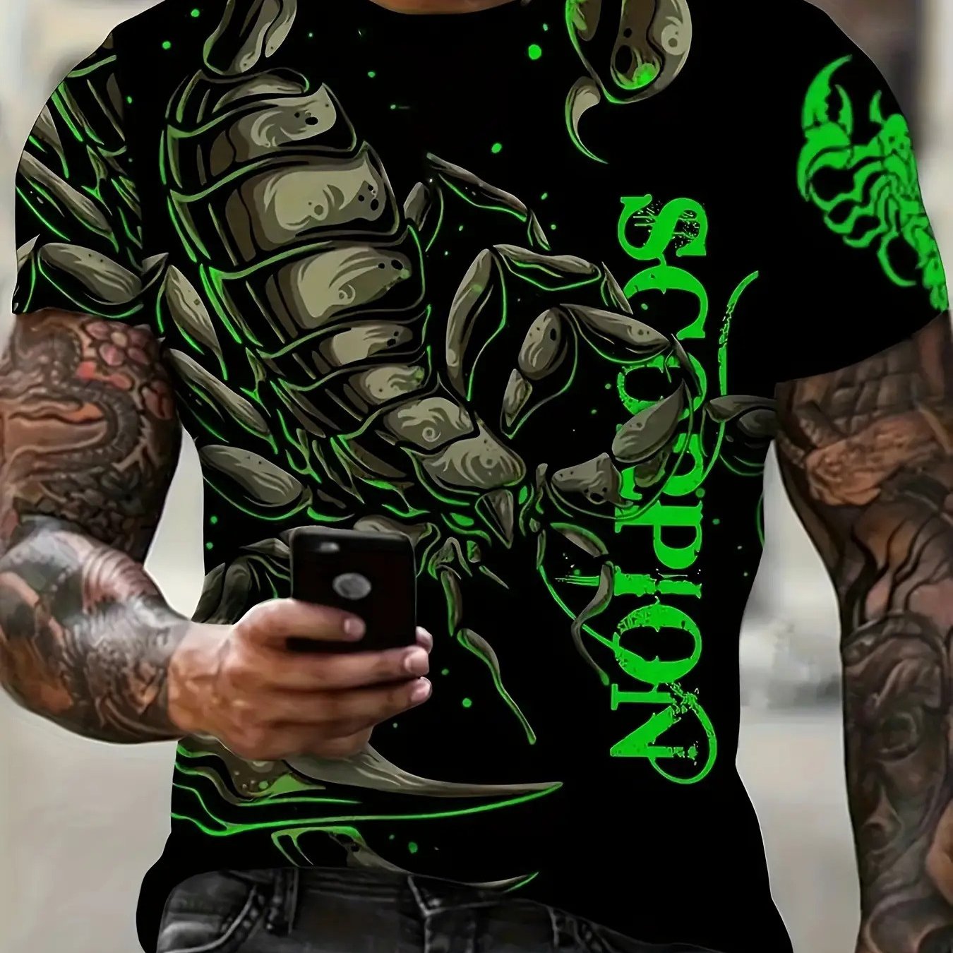 TEMU Men's Summer Short Sleeve 3d Animal Personality Trendy Short Sleeve T-shirt Top