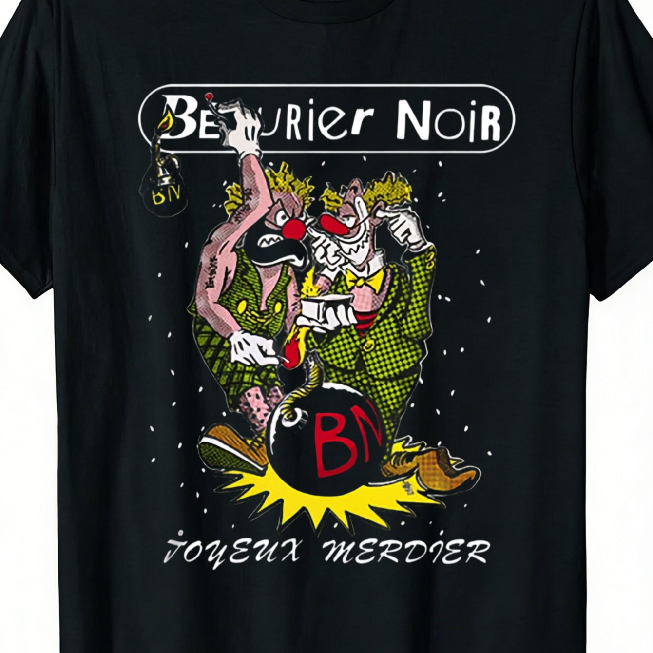 TEMU T-shirt pour Homme Noir Merdier avec Française Amusante Imprimée, Décontracté, Col Rond, Lavable en Machine, Adapté à Toutes , Coupe Régulière,