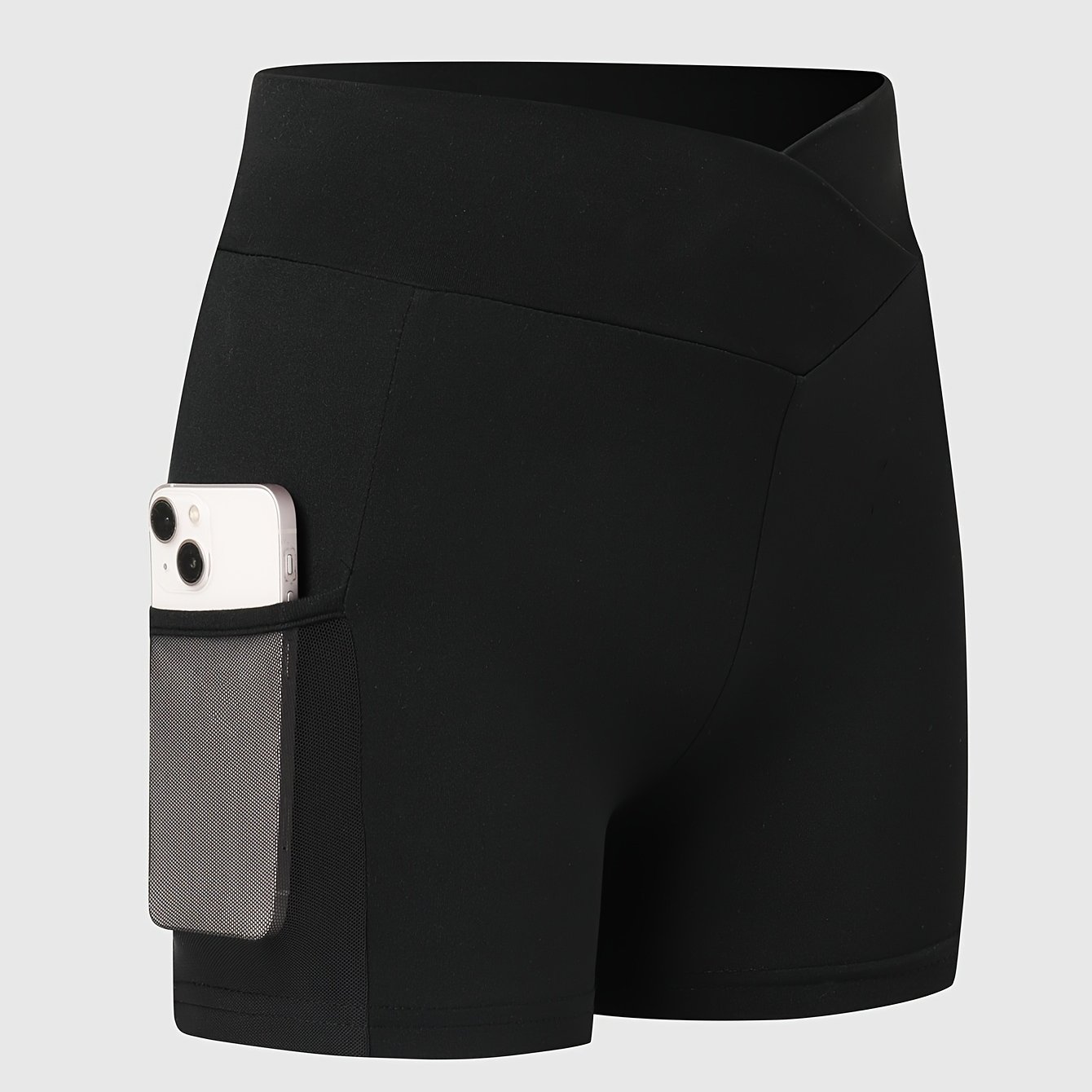 Image of High-waisted Shorts For Teenage Girls, Designed For Cycling, Featuring A Pocket For A Phone, Suitable For Yoga, Running, Fitness, And Everyday Wear, For Outdoor