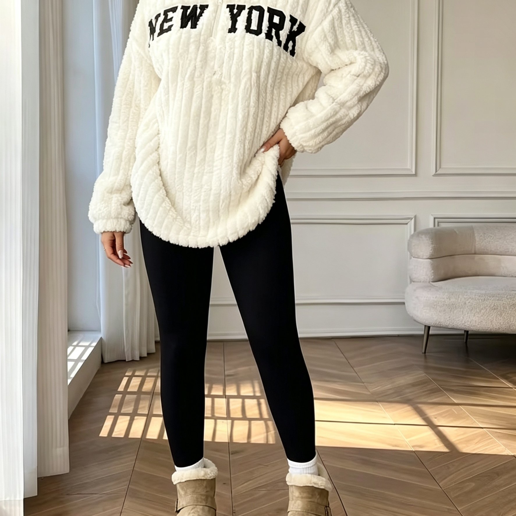Image of Autumn/winter Women's Warm Letter Embroidery Stand Collar Zipper Double-sided Pullover, Casual Thickened Outerwear, Loungewear, Warm Top, Outerwear, Single Warm Sweatshirt, Women's Warm Top