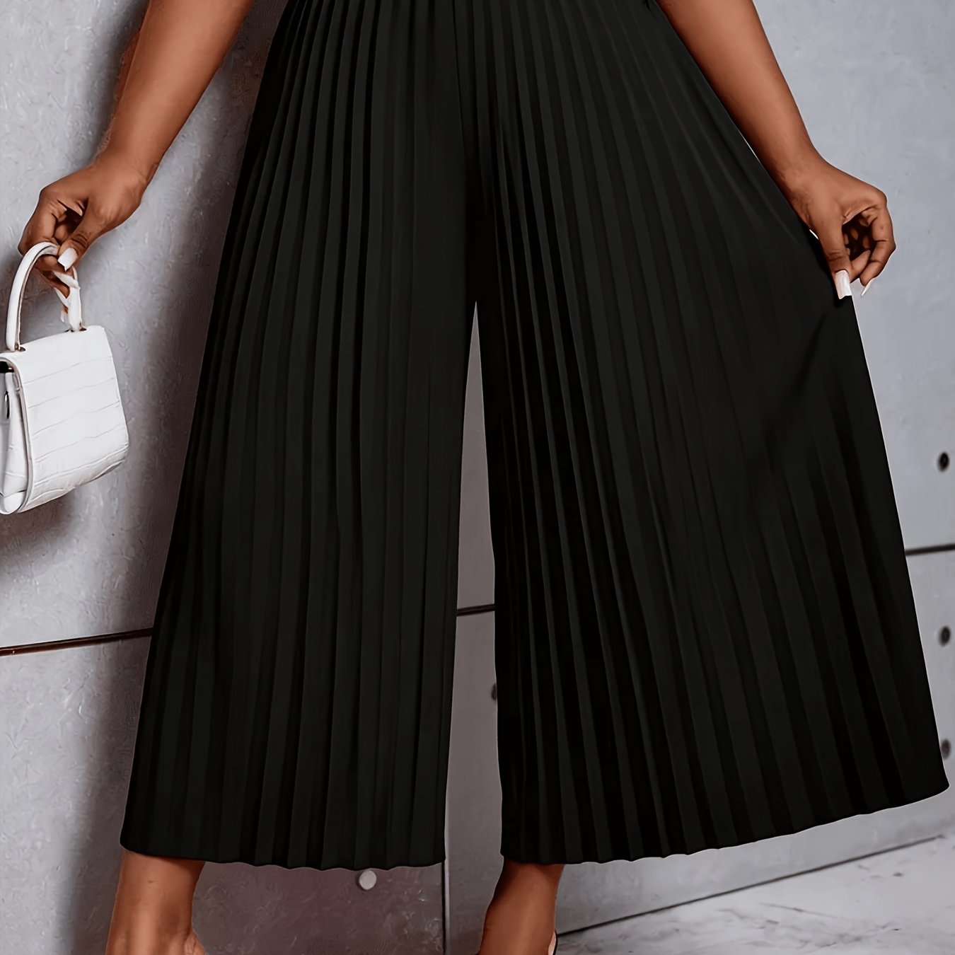 Plus Size - Plus Size - Elegant Pleated Plus Size Pants
