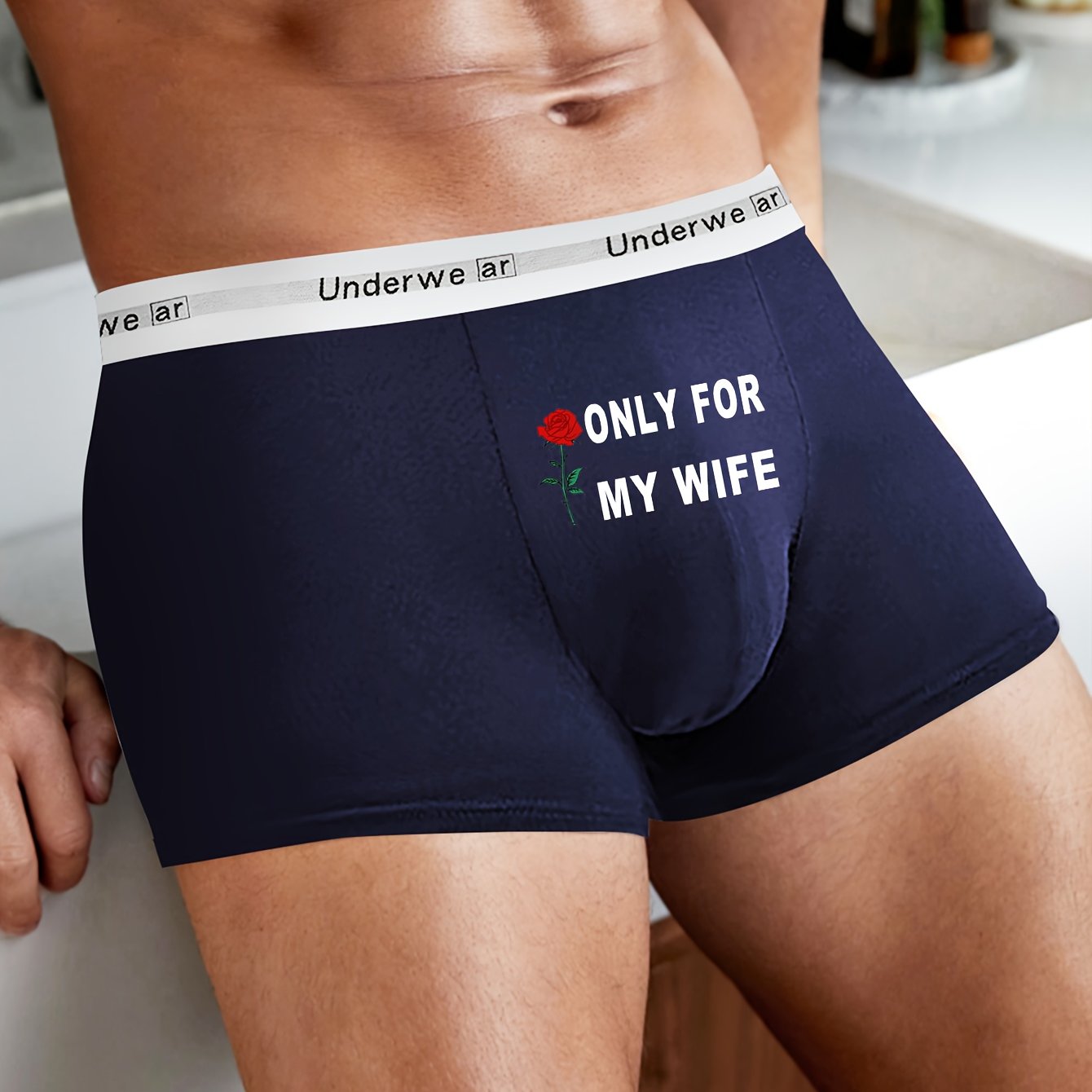 Image of Men&;s Letter Print Solid Color Belted Pants, Comfortable, Breathable, Sexy, Mid-to-low Waist, Breathable Comfortable Stretchy Underwear,suit To Casual And Sport Wear