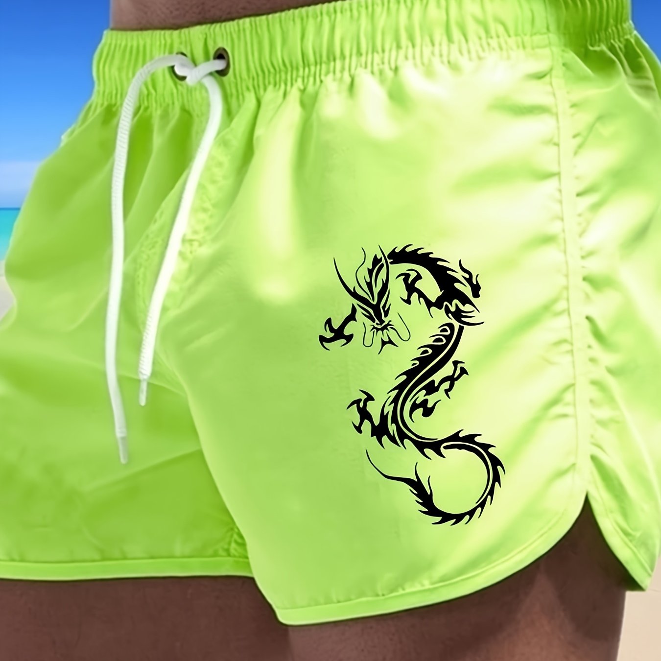 TEMU Quick-dry Men's Beach Shorts Surfing Swimwear Fashionable Summer Fitness Pants With Pockets Breathable Swimwear Fitness Sports Shorts