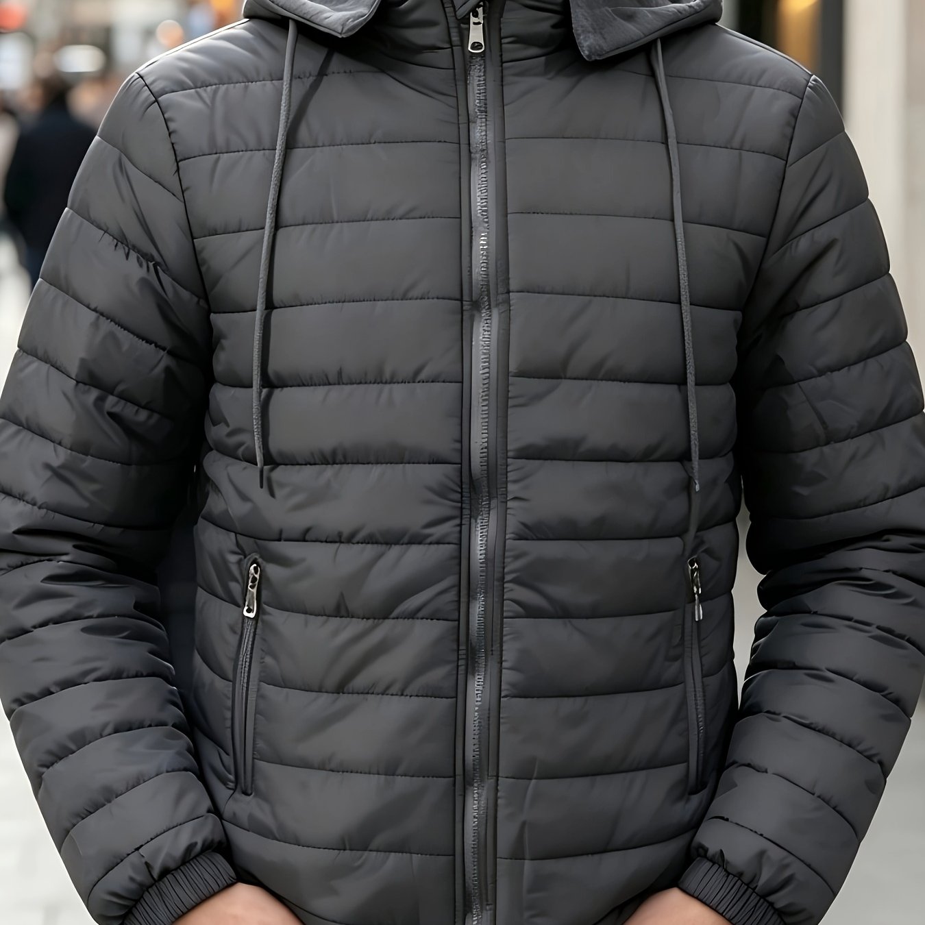 TEMU Men's Hooded Lightweight Jacket, Autumn Winter Warm Windproof Short Coat, Casual All-match Commuter Top
