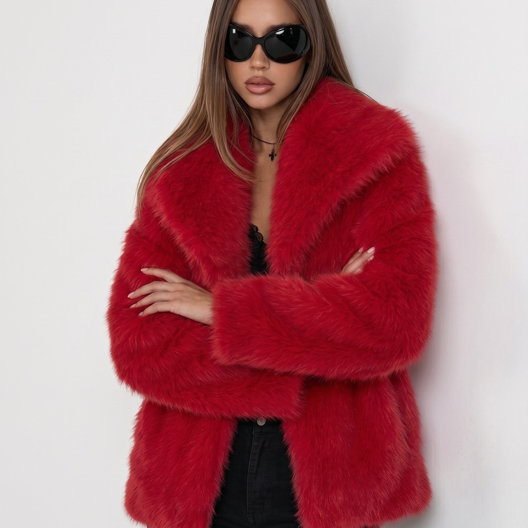 TEMU Women's Fluffy Thick Warm Loose Long Sleeve Coat, Coat, Mid-length Jacket, New Short Jacket, Comfortable Autumn Winter Clothing