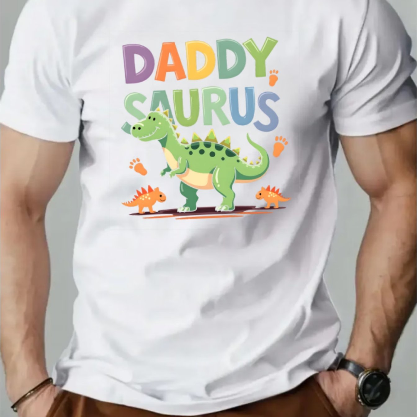TEMU ' Family Matching T-shirt, Round Neck Loose Fit, Daily /family Outing/father's Day Dual Use