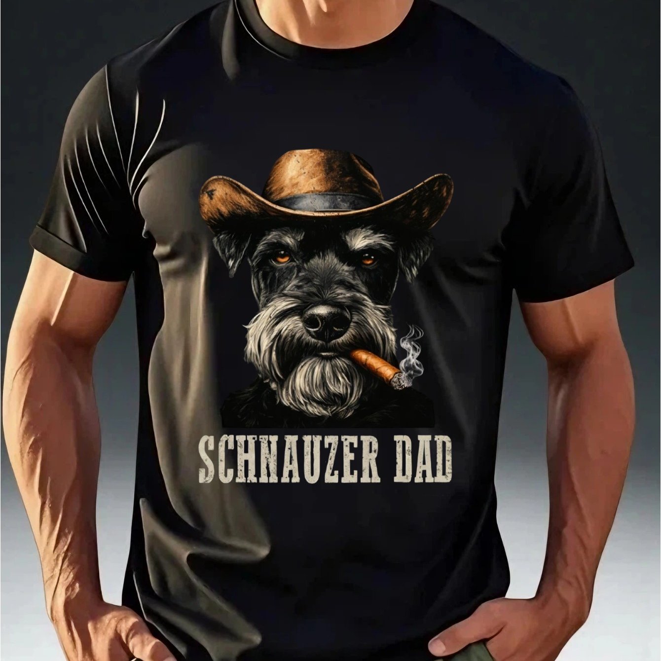 TEMU Men's Schnauzer Owner T-shirt - Schnauzer-themed Badge Print Round Neck Short Sleeve Casual Shirt Suitable For Dog Lovers Gift, Machine Washable