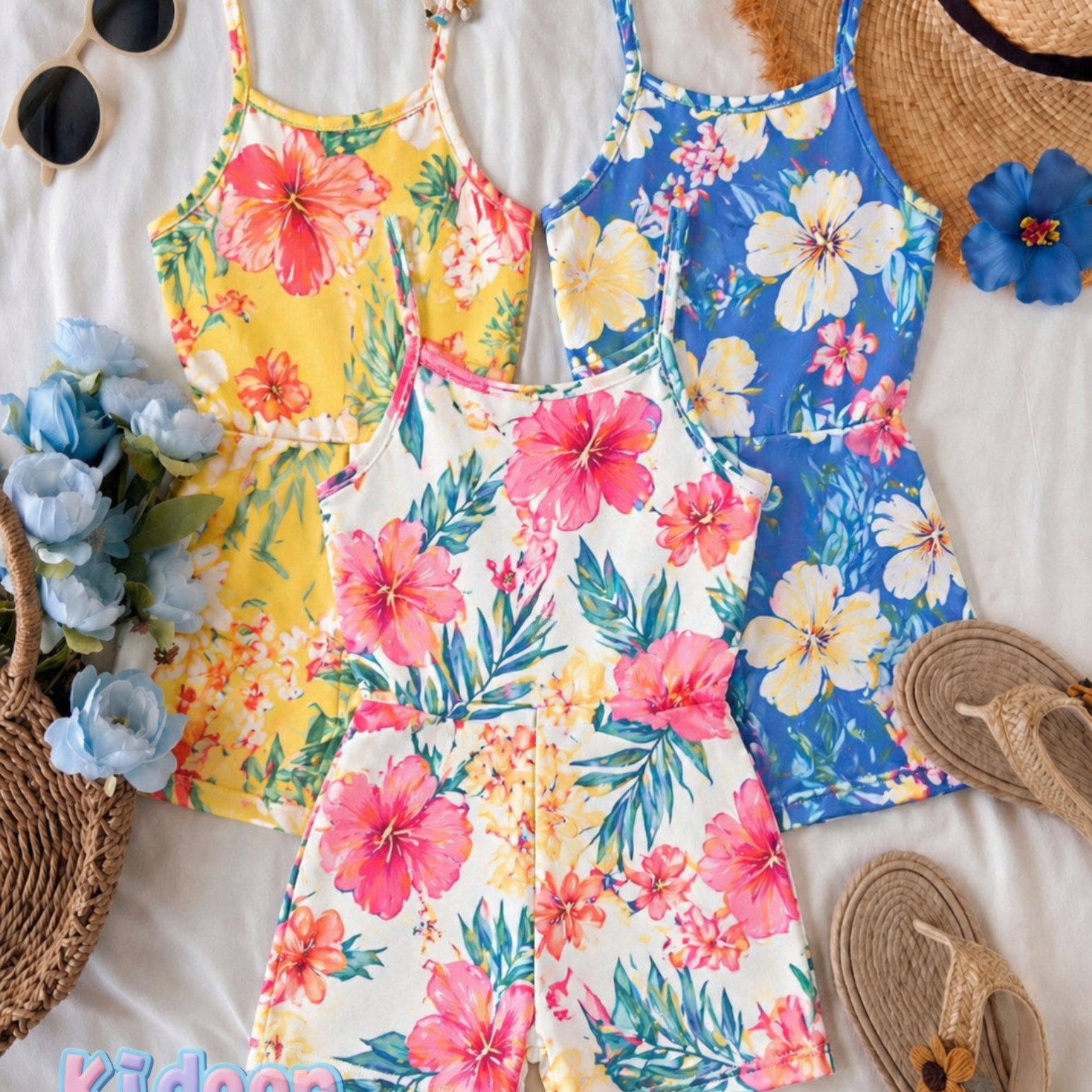 Image of Girls' Sleeveless 3pcs Jumpsuit Set, Lightweight Summer Outfit Outdoor Sports And Leisure, Suitable Outdoor Activities, Perfect For Outdoor