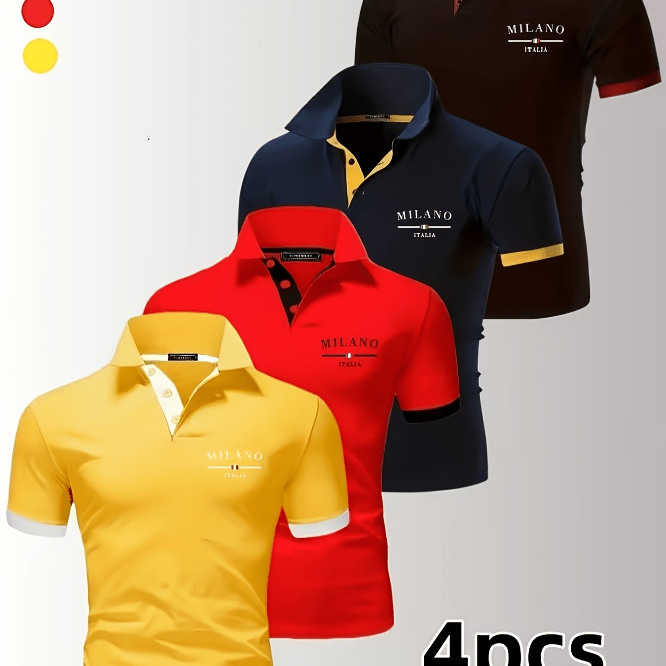 TEMU 4pcs Men's Quick-dry Breathable Shirts Short Sleeve Golf T-shirts With Turn- Collar, Suitable For Outdoor Fishing, Sports & Casual Wear, Machine