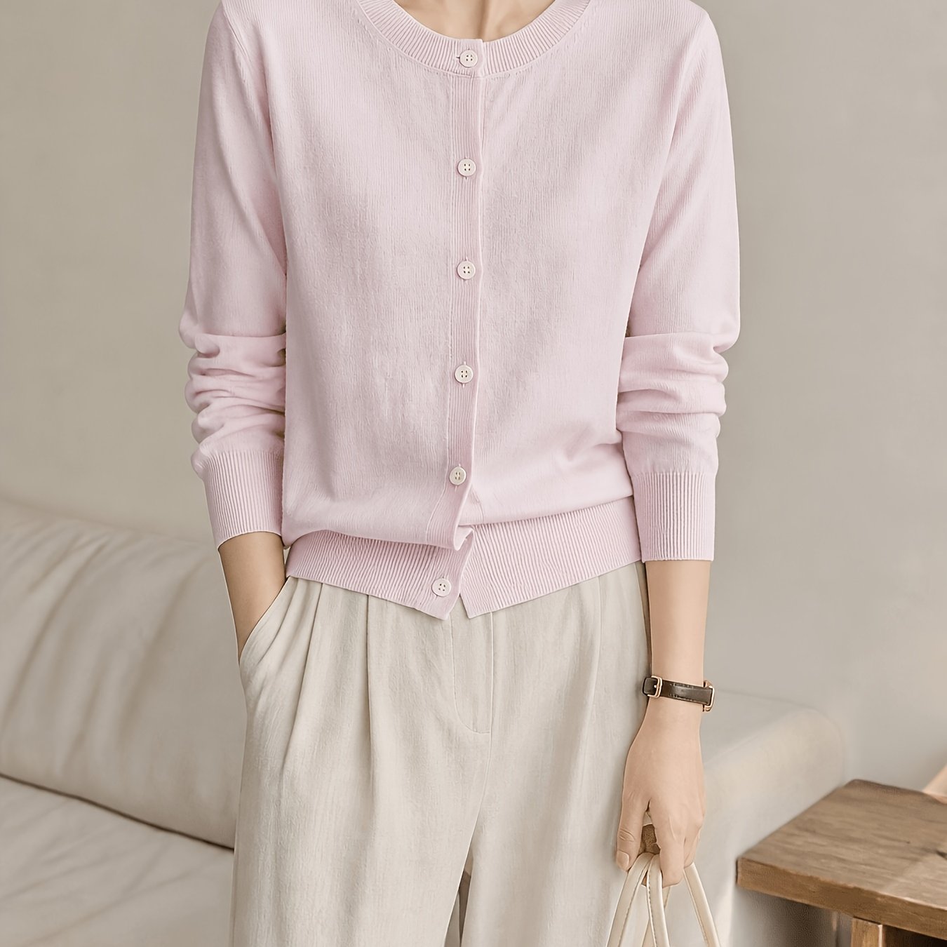 TEMU 1pc Women Casual Cardigan Lightweight Work Daily Wear Top