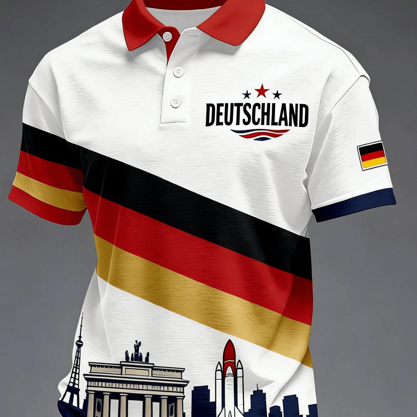 Men's Germany Themed Flag Color Diagonal Stripe Print Shirt Short Sleeve Breathable Comfortable Casual Dating Wear Gift For Men Top