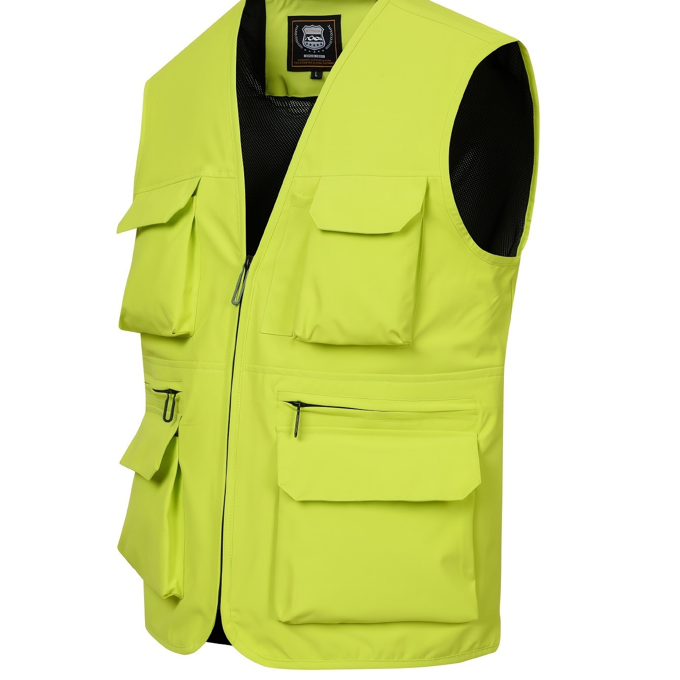 TEMU 2025 's Casual Fashion Multi-pocket Vest, Outdoor Solid Color Fishing Multifunctional Men's Stylish Vest