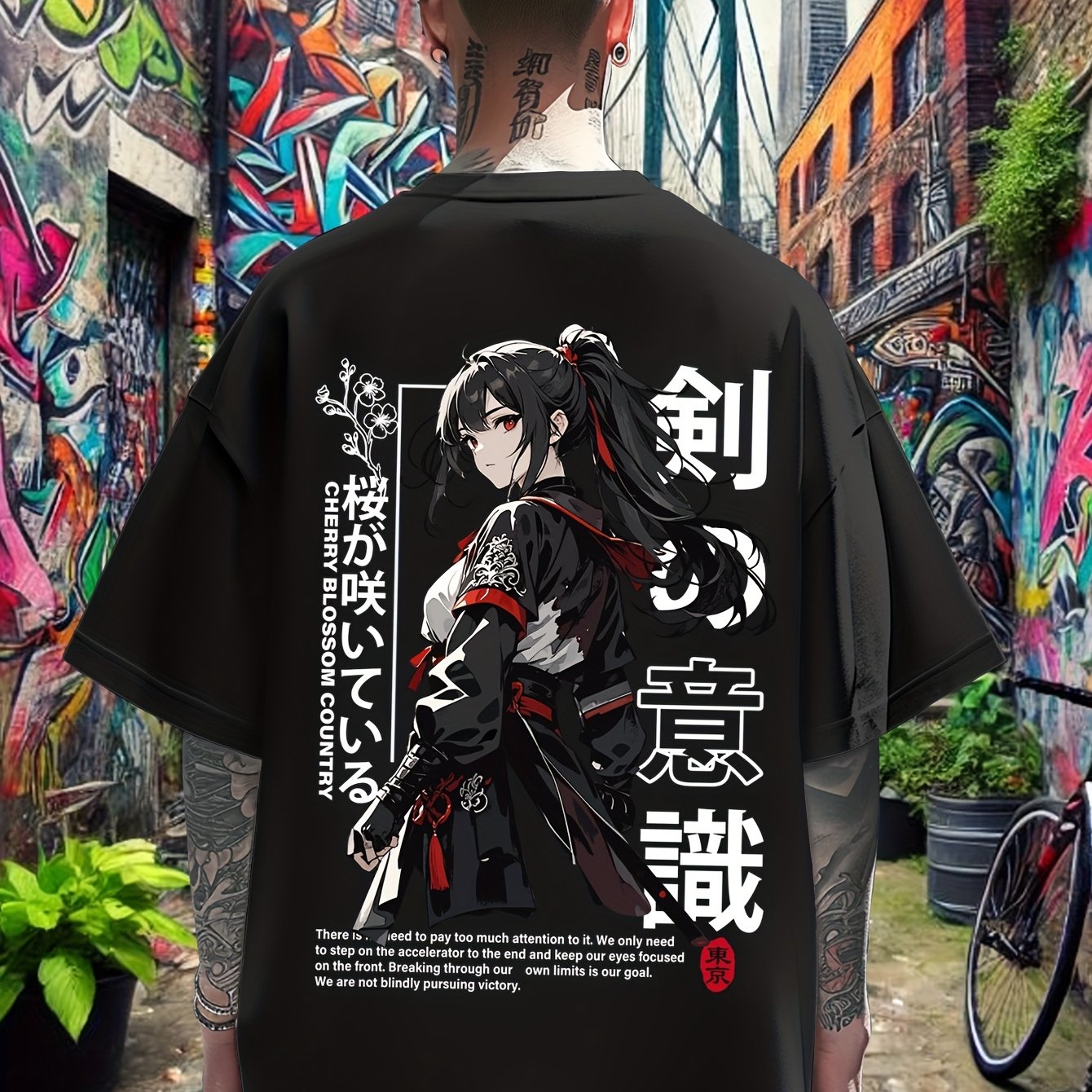 E-shop Herren Anime-Mädchen Print T-Shirt - Streetwear Style Rundhals Sommer Shirt mit Anime, Casual Fit für & Freizeitkleidung