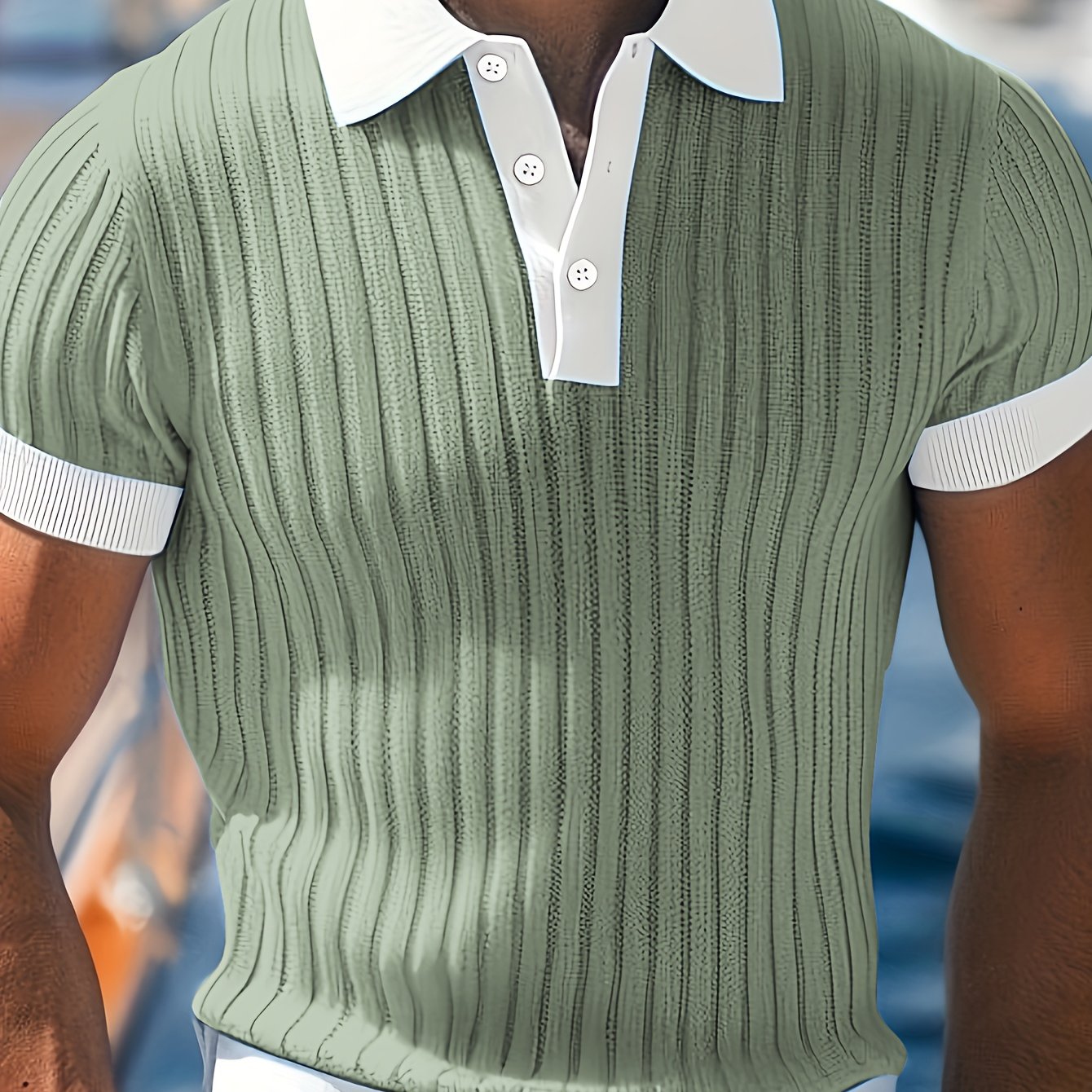 E-shop [ Shui OBM] Herren Matcha Grün Kurzarm Freizeit Polo Shirt, Hergestellt aus Strukturierter, Komfortabler Stoff, Geeignet für Sommer, Täglichen