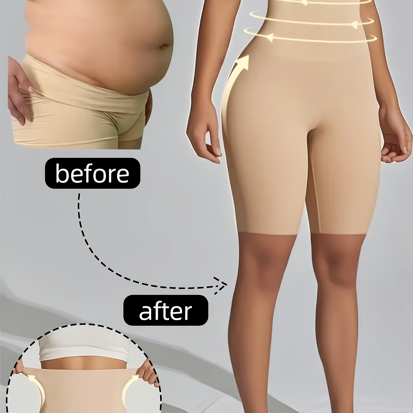 A Single Piece Of Women's High-waisted Shaping Shorts That Are Comfortable And Elastic, Adjust Body And Worn As Everyday Leggings