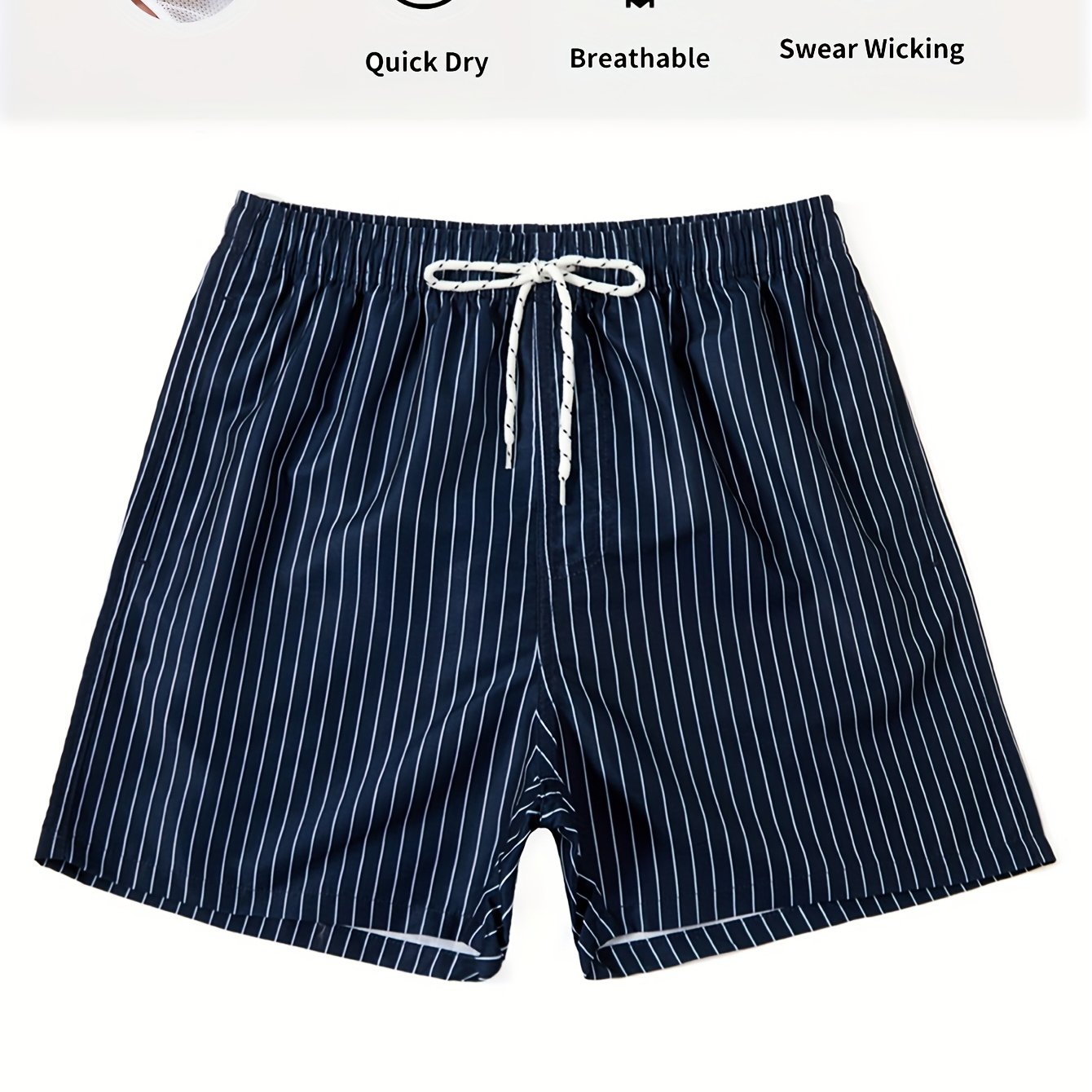 Summer Men's Vertical Stripe Print Loose Shorts Men's Casual Shorts Beach Pants