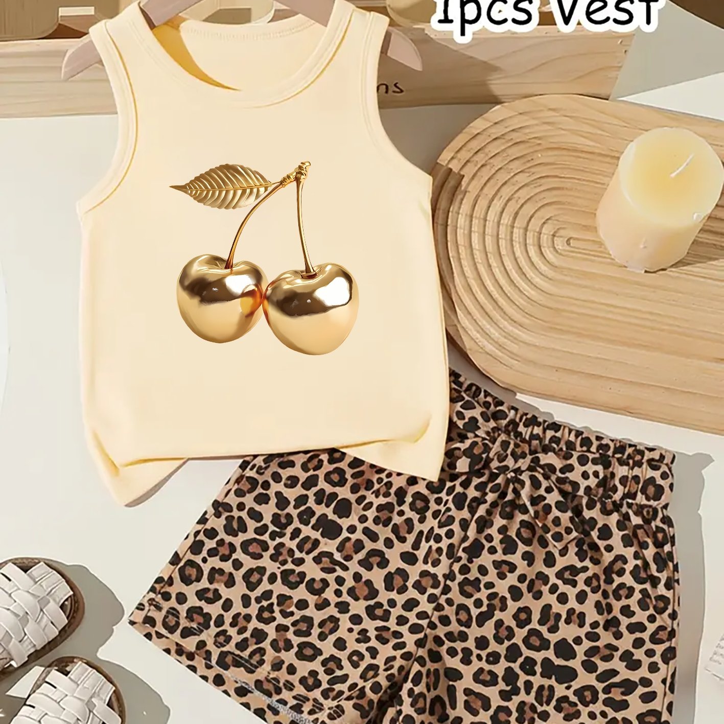 Image of Cherry Cute Round Neck Girls' Tank Top