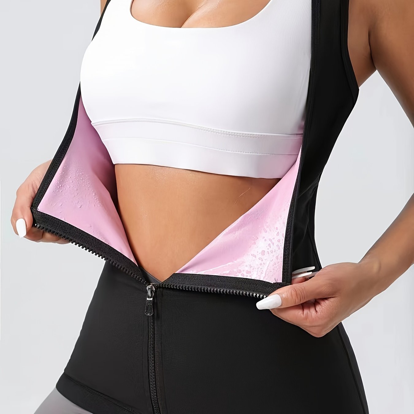 E-shop Damen-Weste mit Reißverschluss für Bauchkontrolle, Fitness, Laufen, Yoga Sport mit Rückenstütze
