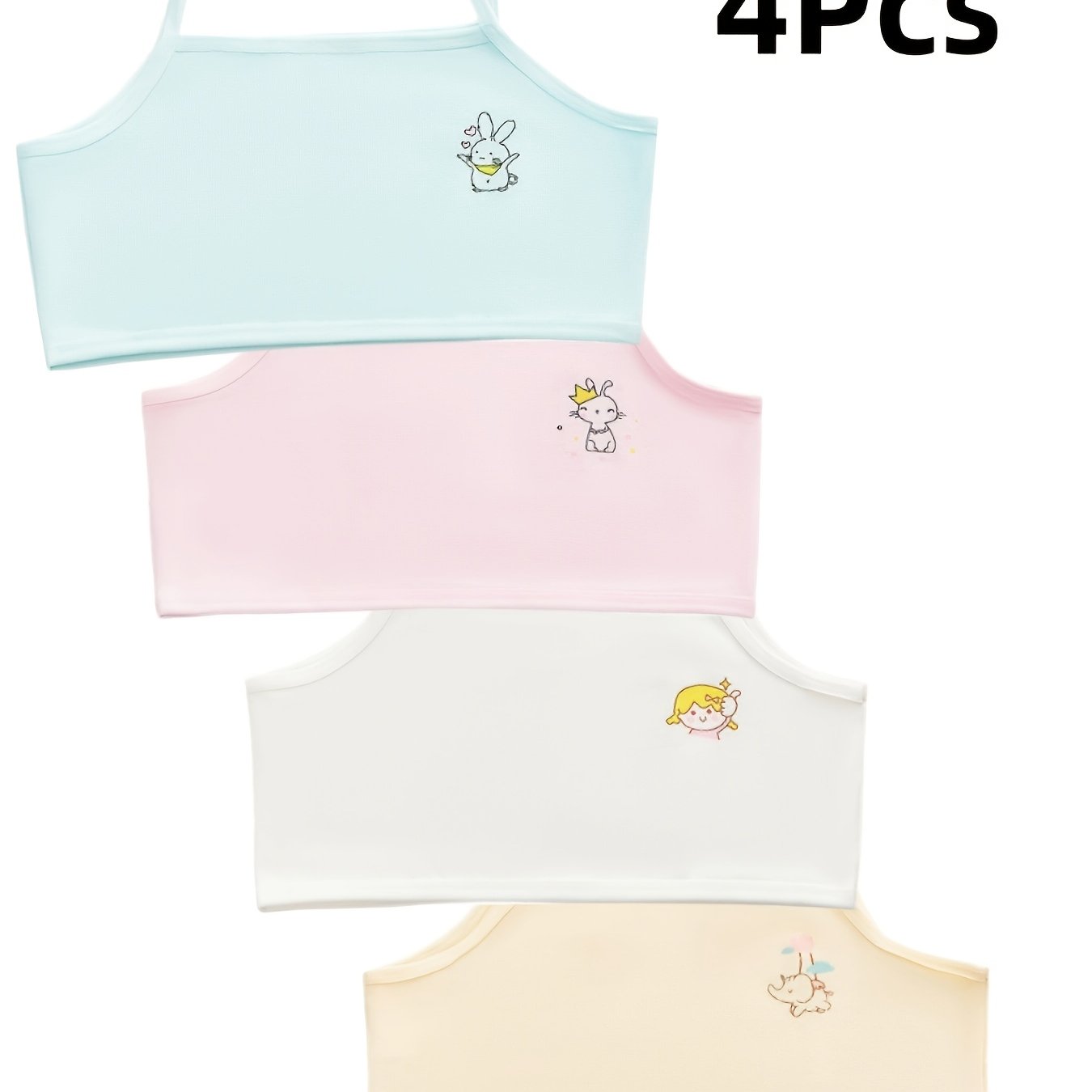 Image of 4pcs Of Girls' Crop Tops, Suitable For Young Girls Aged 7-12, Including Colors, Suitable For .