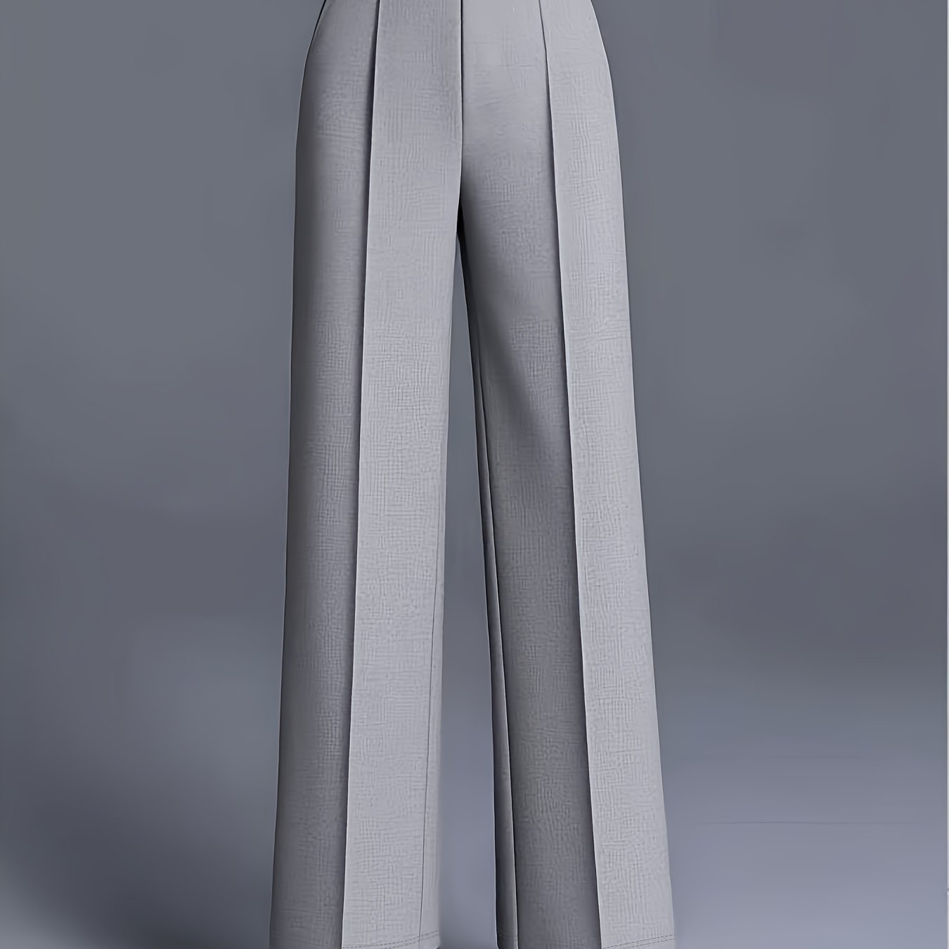 TEMU Plus Size, Large Size Women's Elegant Solid Color Slightly Elastic Wide Leg Pants, High Waisted Slanted Pocket Straight Leg Pants, Suitable For
