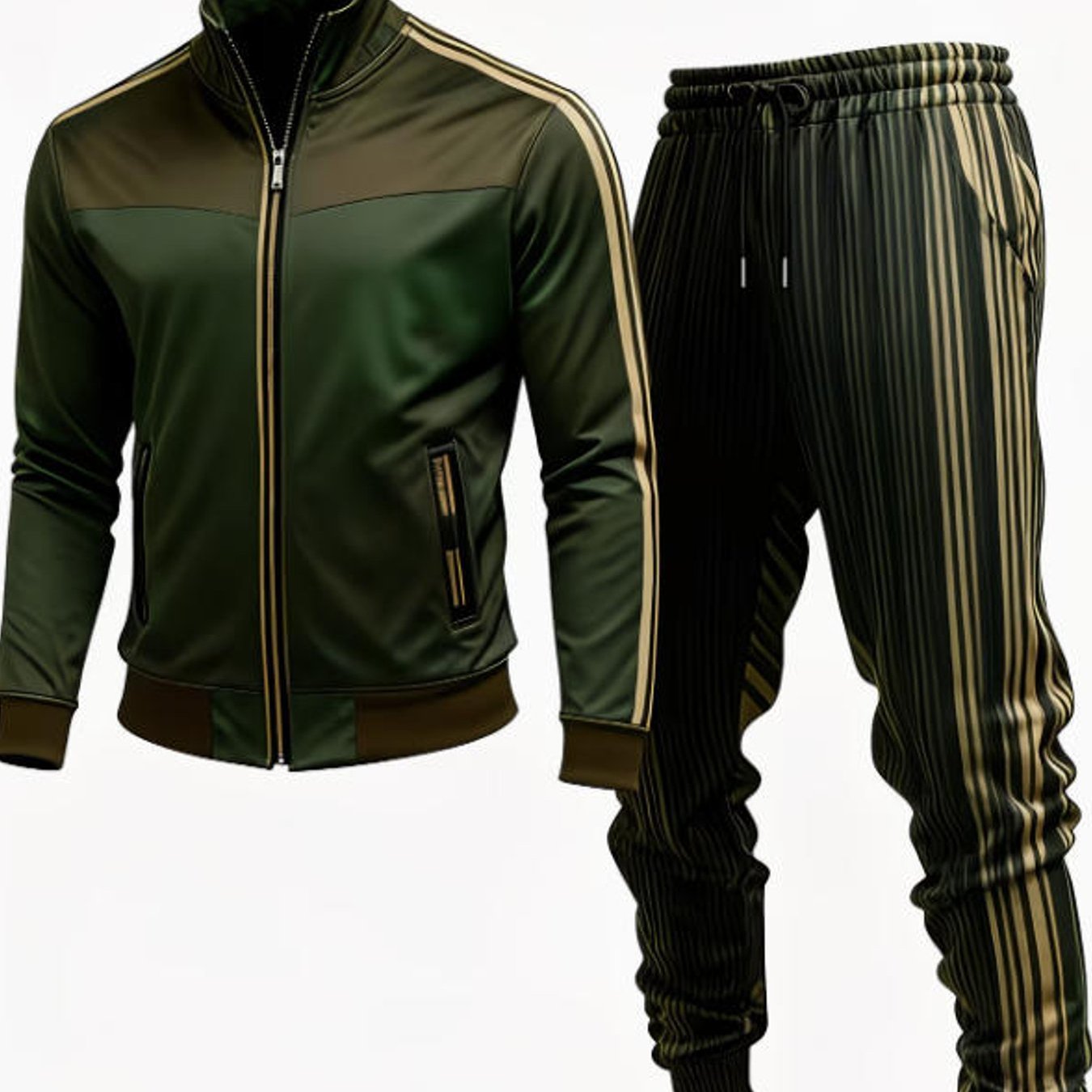 TEMU Men's Fashion Casual Block Striped Sportswear Tracksuit For Adult Men Holiday Gift Casual Size Men Clothing, Plus Size