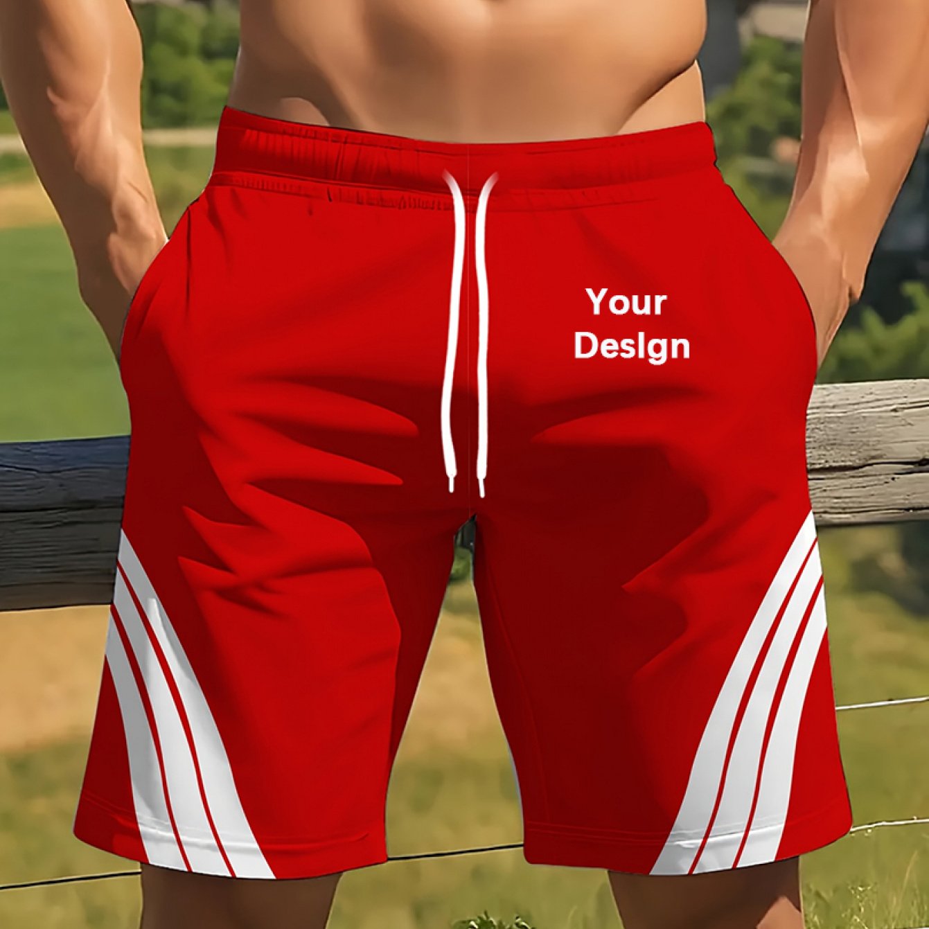 TEMU Customized Men's Beach Pants Shorts, Custom Picture Content, Personality Cool Creativity, Summer Street 3d Printing Beach Casual Pants, Hawaii