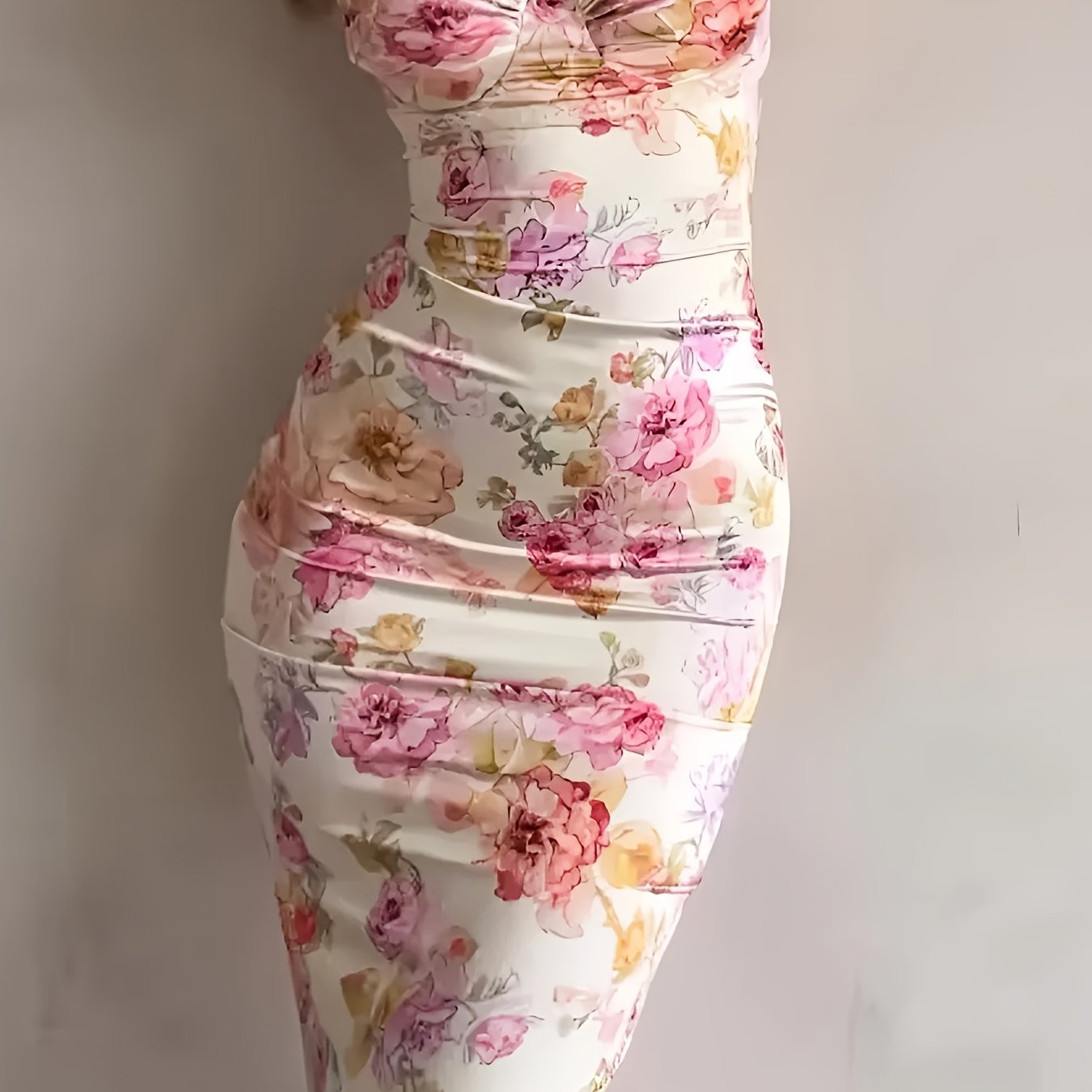 Image of Women's Fashion Floral Print Slim-fit Camisole Dress