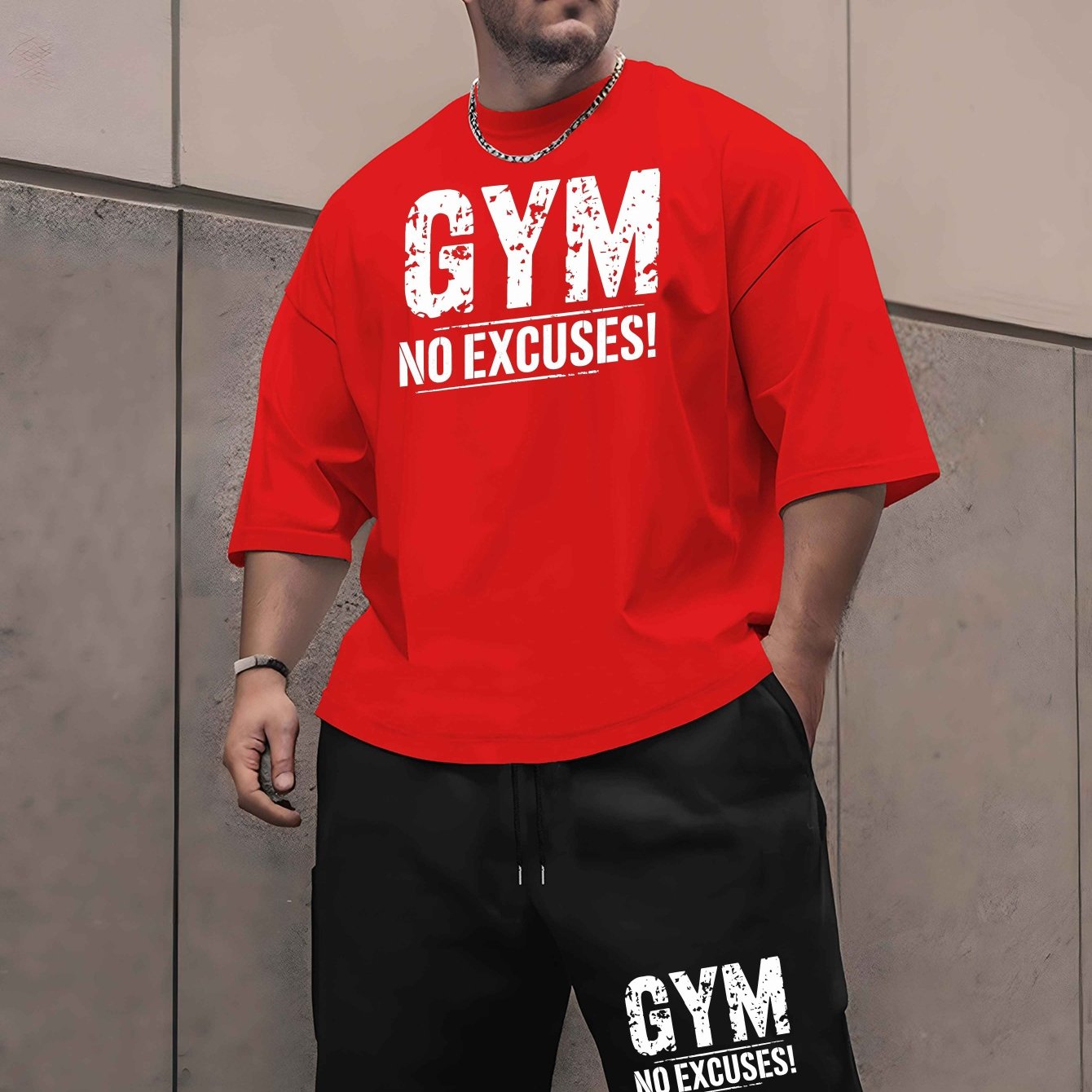 TEMU 2025 Men's Latest Trend In Gym Wear: A Large-sized Short-sleeved Shorts Set Featuring Summer , Designed For Casual Sports In European And , With