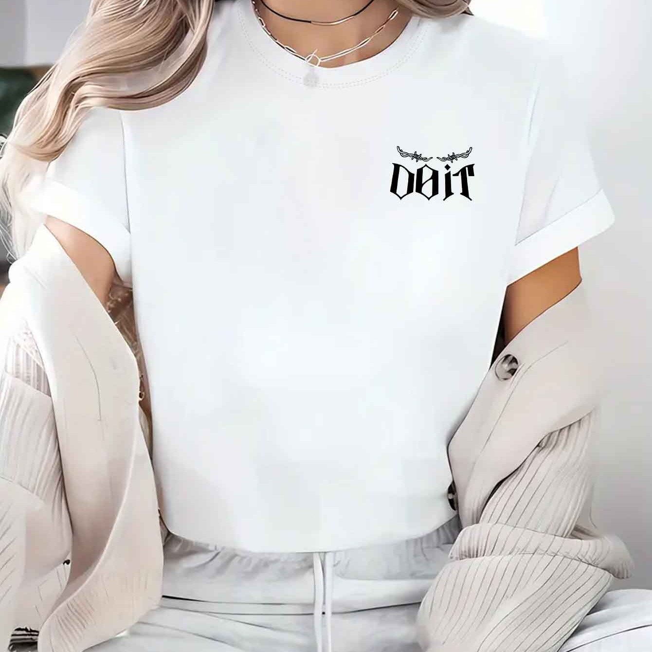 TEMU Ladies 1pc Holiday Elegant Women's Y2k Style Print Pattern Sports T-shirt, Cartoon Printed Recycled, Street Pullover With Print Shirt Design,