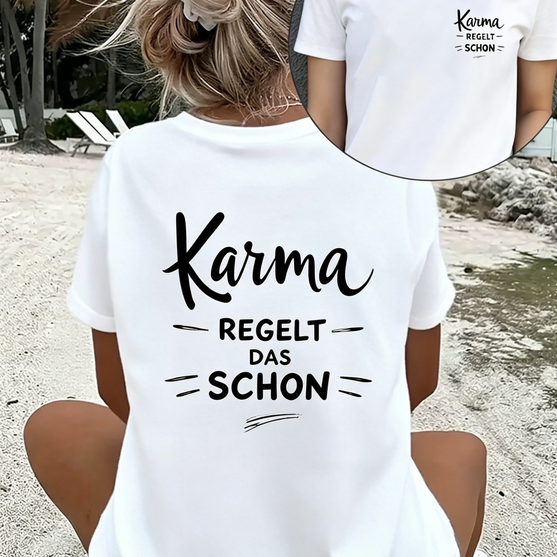 Image of For Karma Double-sided And Comfortable Women And Men's T-shirt, Trendy Crew Neck Short Sleeve Pullover Top