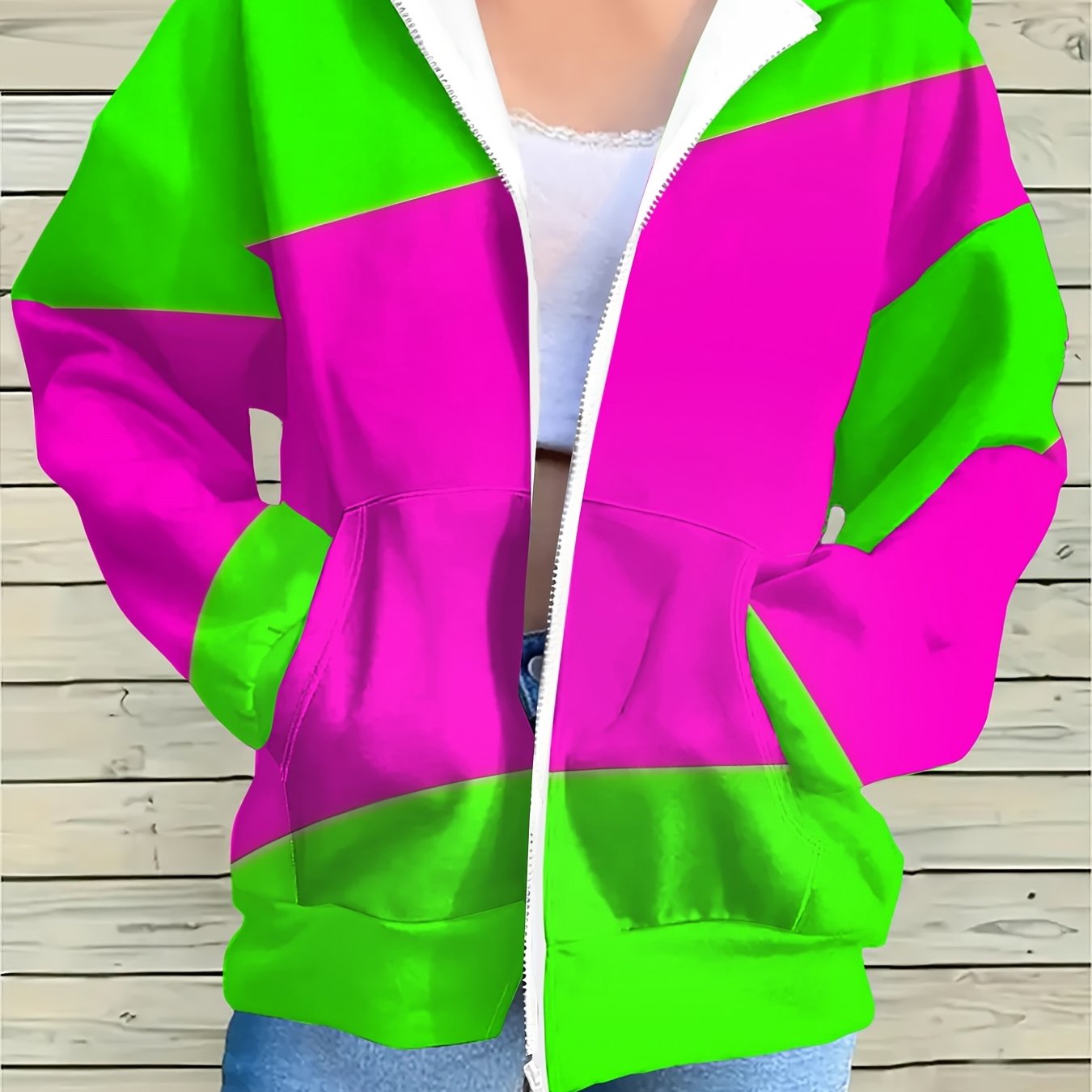 TEMU Women's Fashion Hooded Zip-up Sweatshirt, Versatile, Casual, And , Affordable Clothing For Daily Wear, Home, And Holiday Outfits