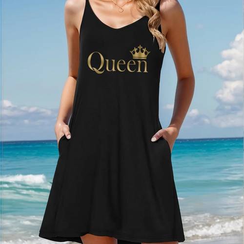 womens elegant black casual suspender dress with floral print v neck sleeveless lightweight machine washable for spring summer fall beach