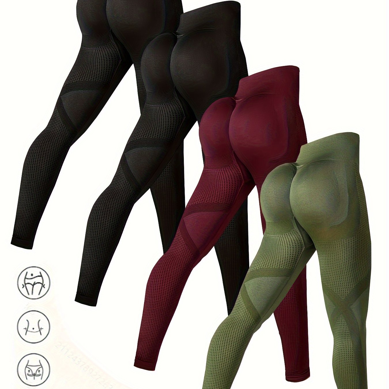 Image of 4pcs Women's Yoga Leggings With High Waistband, Moisture-wicking, And Stretchy, Perfect For Outdoor Activities And Fitness