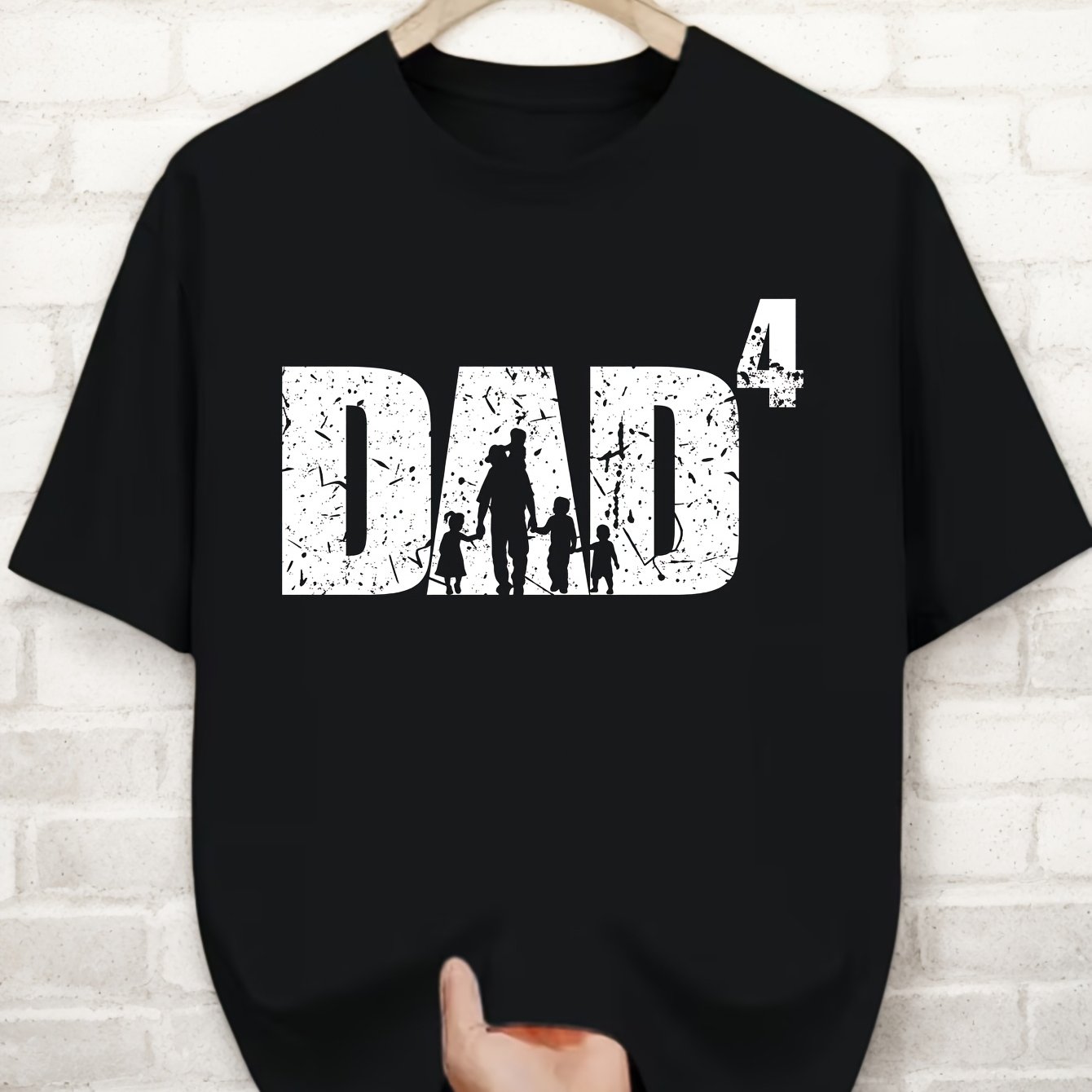 Dad Family Silhouette - Men's Casual Crew Neck T-shirt - 100% - Comfortable And Breathable Fabric - Short-sleeve T-shirt