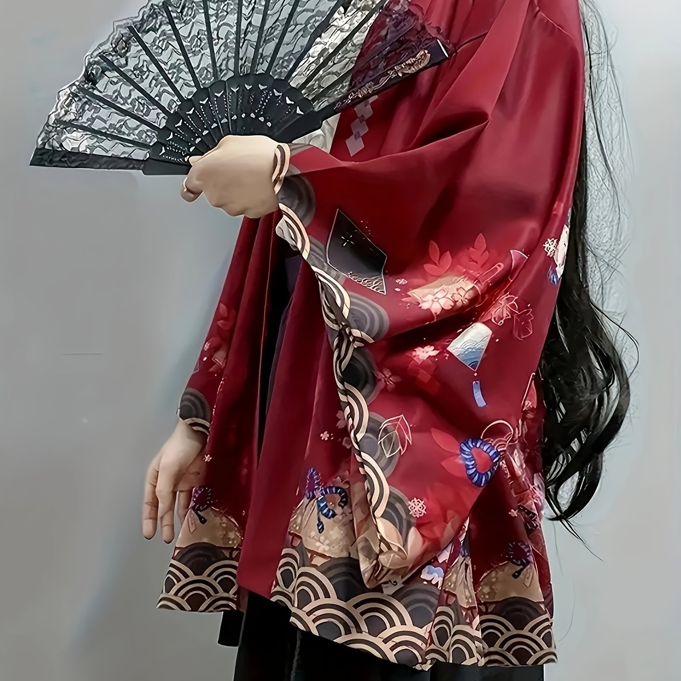 TEMU 【商品名】定番の和服衣装。軽量のアニメカーディガンは、春と夏に最適。な七分袖が特徴で、新年のお祝いやに最適です。