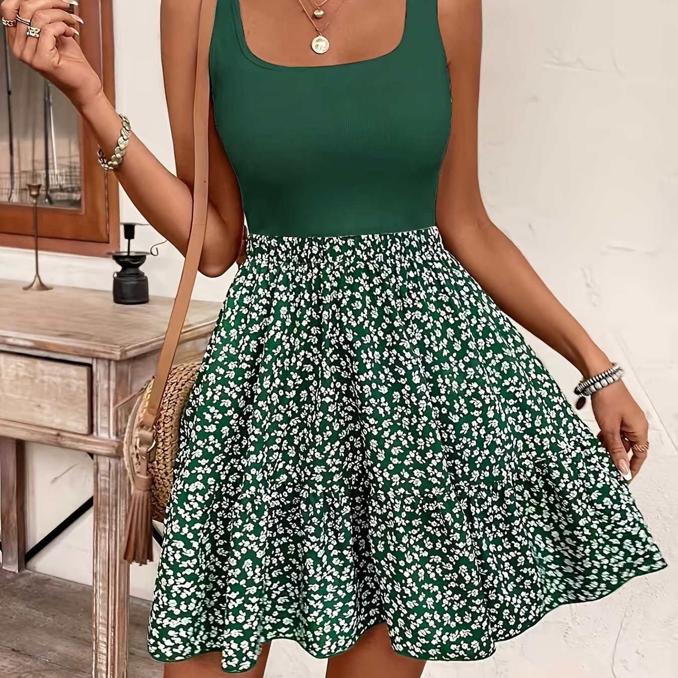 2026 New Floral Print Vest Dress For Women