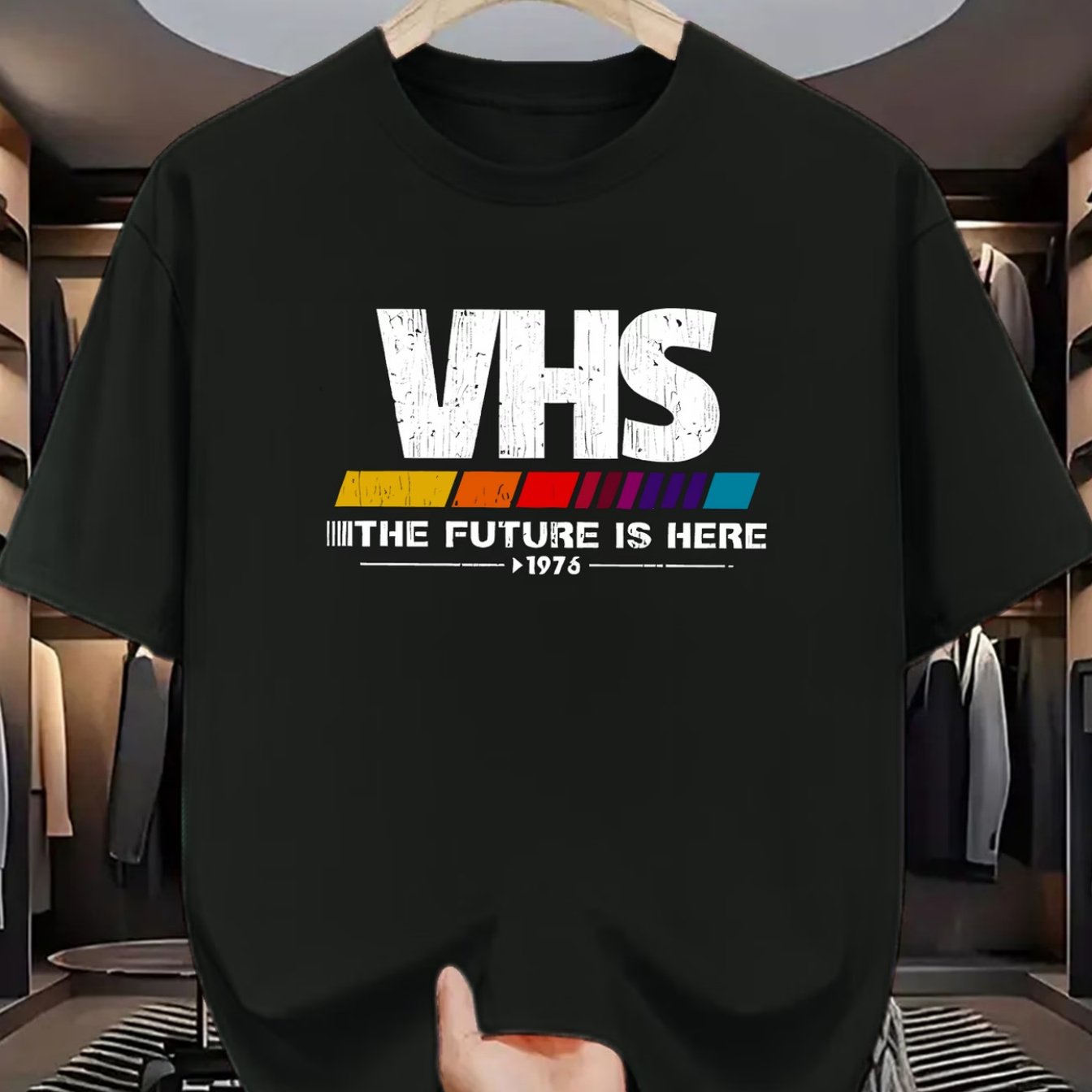 TEMU Vhs Retro Style Short-sleeve T-shirt, Nostalgic Fashion, Movie Enthusiasts And