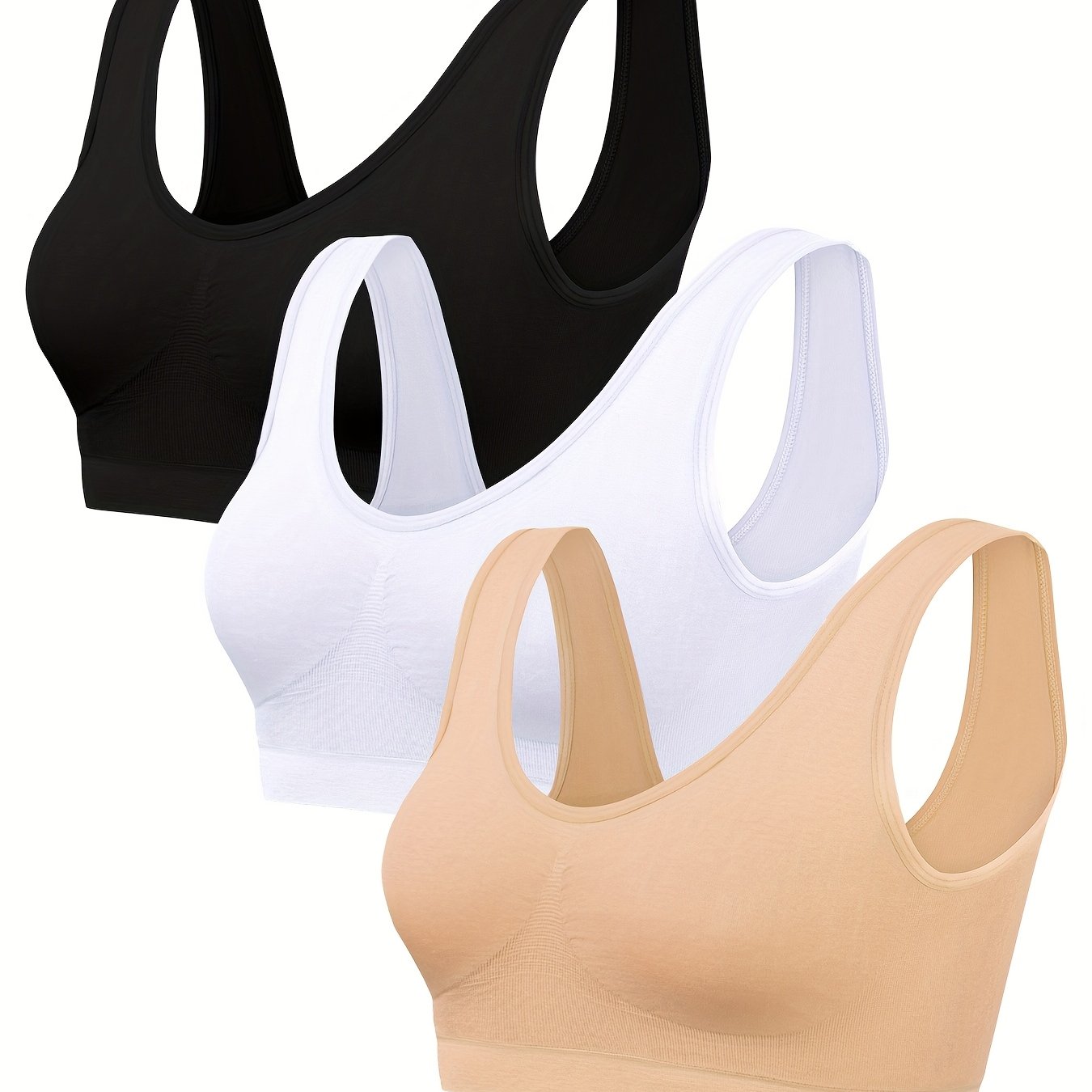 3pcs Seamless Women'-layer Thin Push-up Sports Bras, Summer Running Yoga Tank Tops