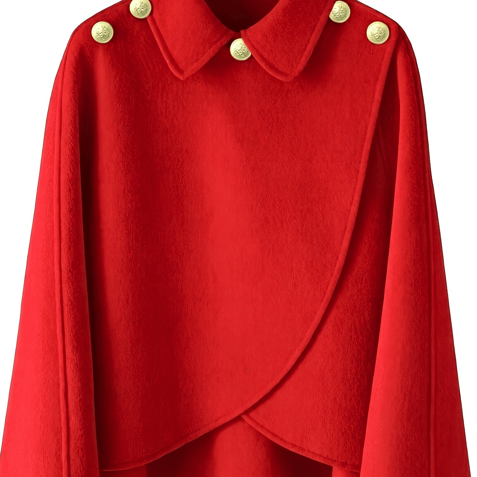 TEMU European Size New Tweed Cape, Autumn/ Shawl For Women, Stylish Red Tweed Outerwear Cape/capelet For Shopping, Elegant And