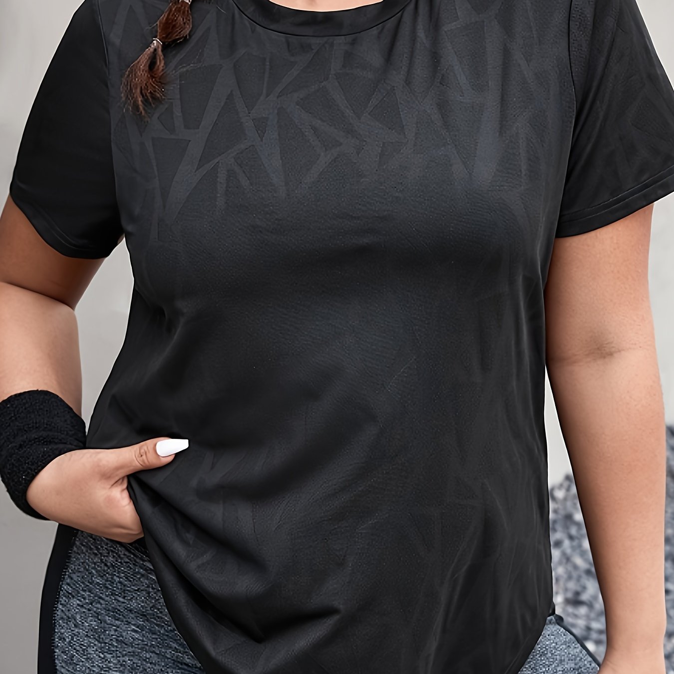 E-shop Plus Size Damen Sportshirt – Dehnbares Workout-Oberteil für Fitness, Yoga & – Nicht Durchsichtiges Material – Maschinenwaschbar – Elegantes