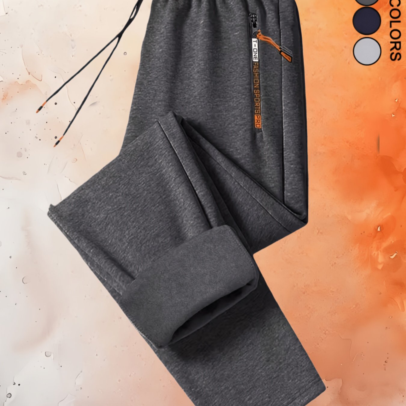 TEMU 1pc Men's Fashion Sports Casual Fleece Four-season Trousers, Double-sided , Comfortable Fabric, Drawstring At The Waist, Suitable For Daily Life