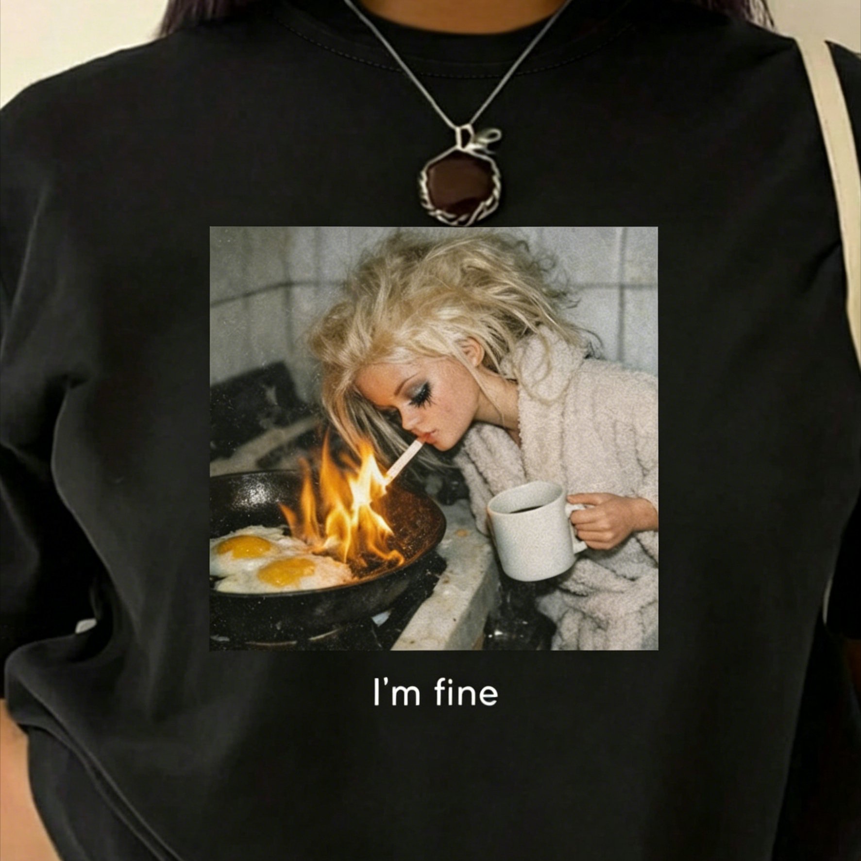TEMU Women's Funny Doll Meme Print T-shirt, Y2k Grunge Retro Casual Crew Neck Top