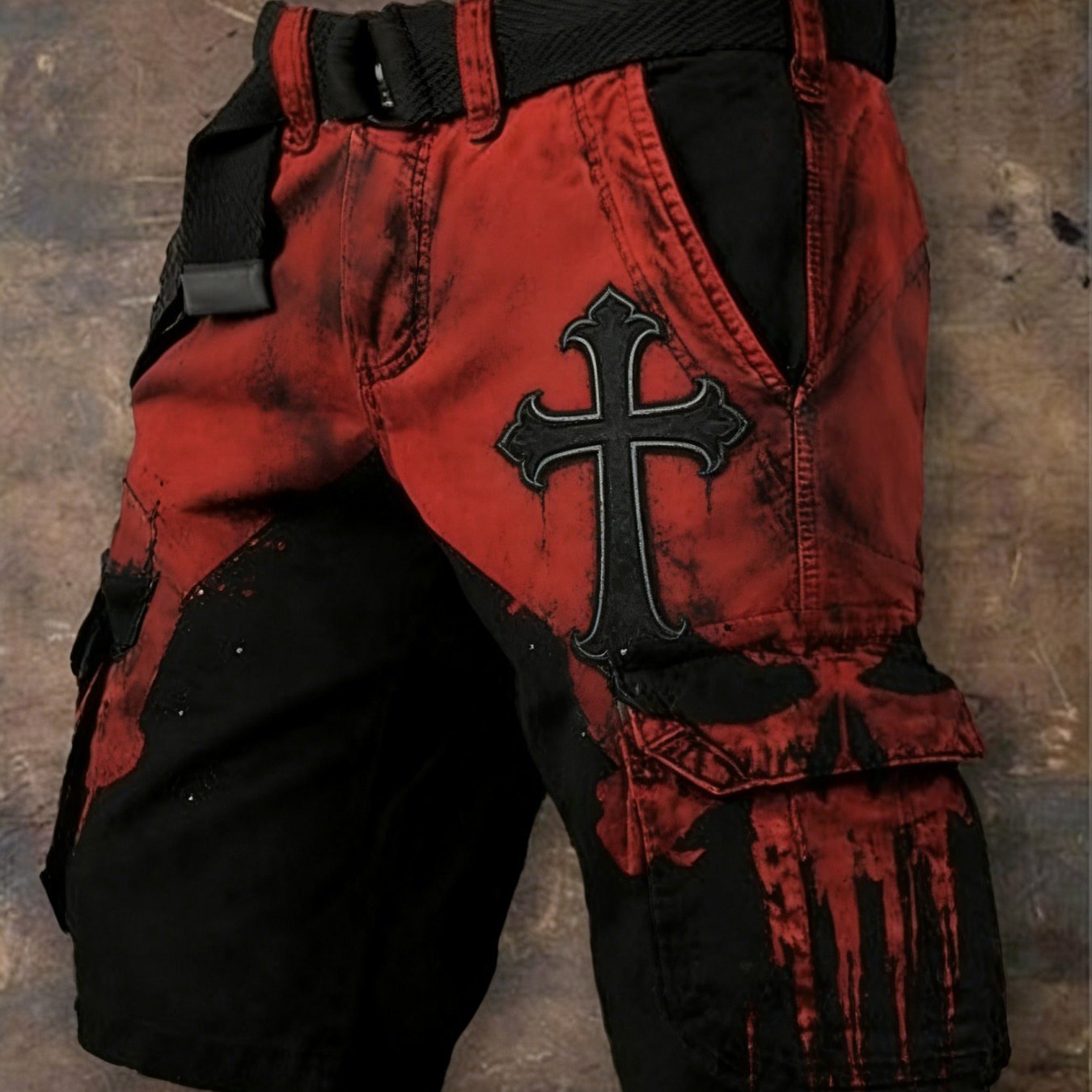 Image of 2026 Single-piece Pants (no Belt), New European And Viking Retro Art Printing, Trendy Five-point Shorts, Casual Men's Pants, Gift- Products