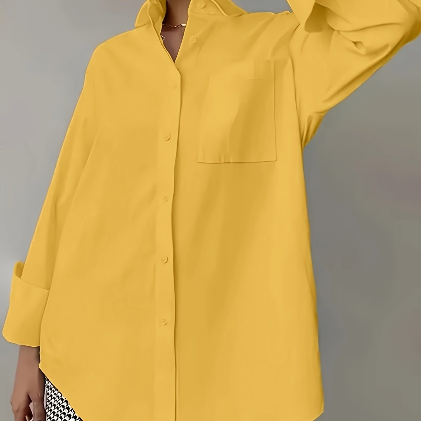 TEMU Une chemise et à manches longues de couleur unie pour femmes, lavable en machine, adaptée à toutes pour et les tenues décontractées