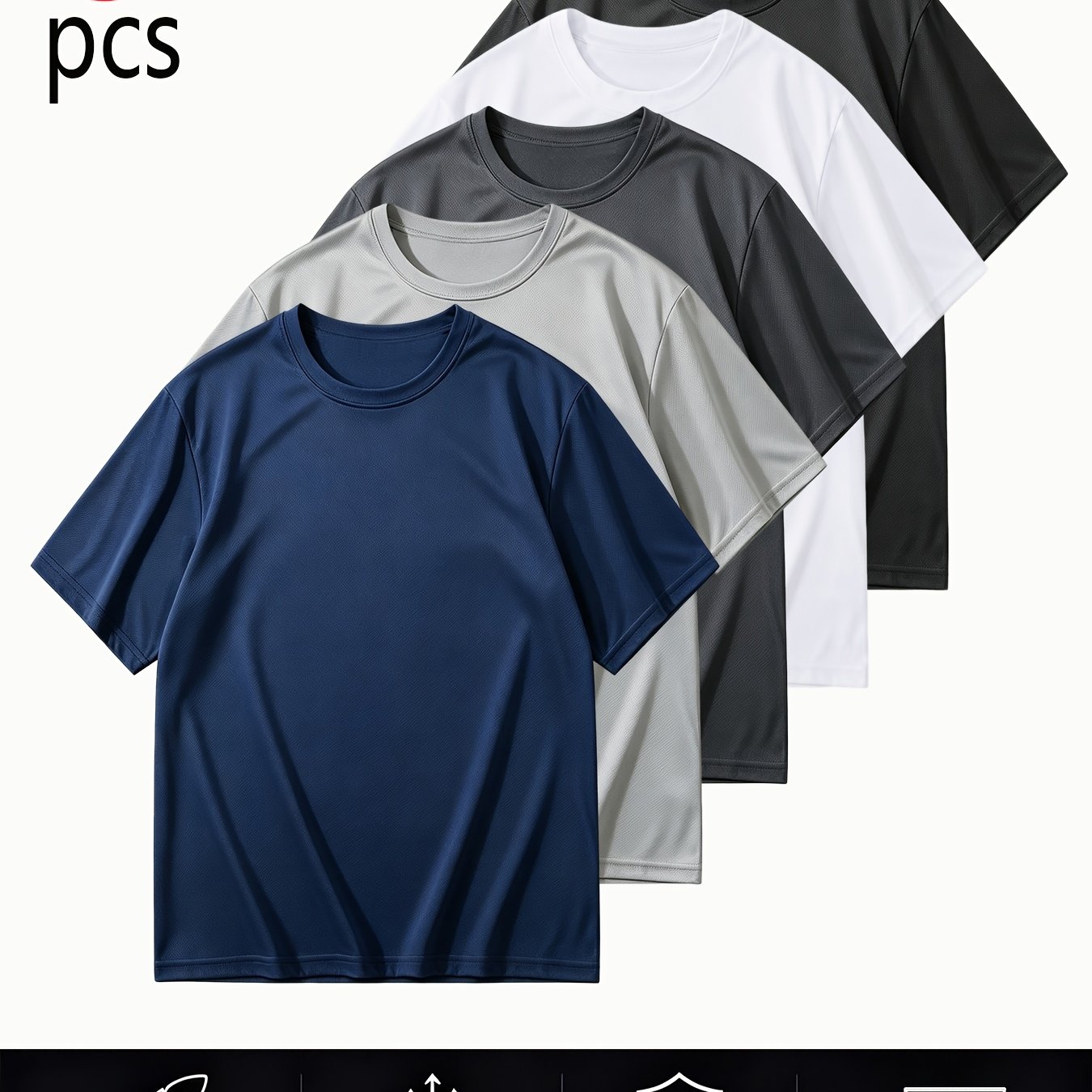 TEMU 's Plus Size Casual T-shirts Short Sleeved, Breathable And Moisture Absorbing Quick Drying Round Neck Short Sleeved Top, Simple And Comfortable