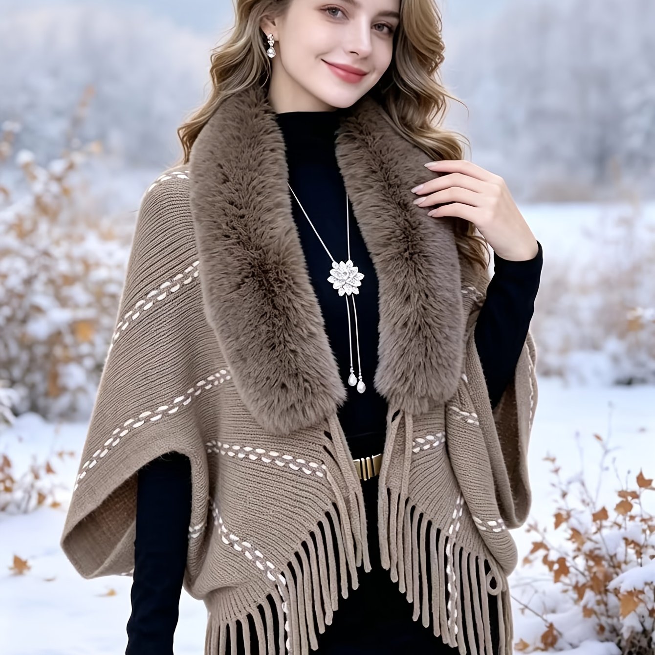 TEMU Plus Size - 2026 Spring Autumn New 's High-end Cape Premium Fashion Shawl Outerwear